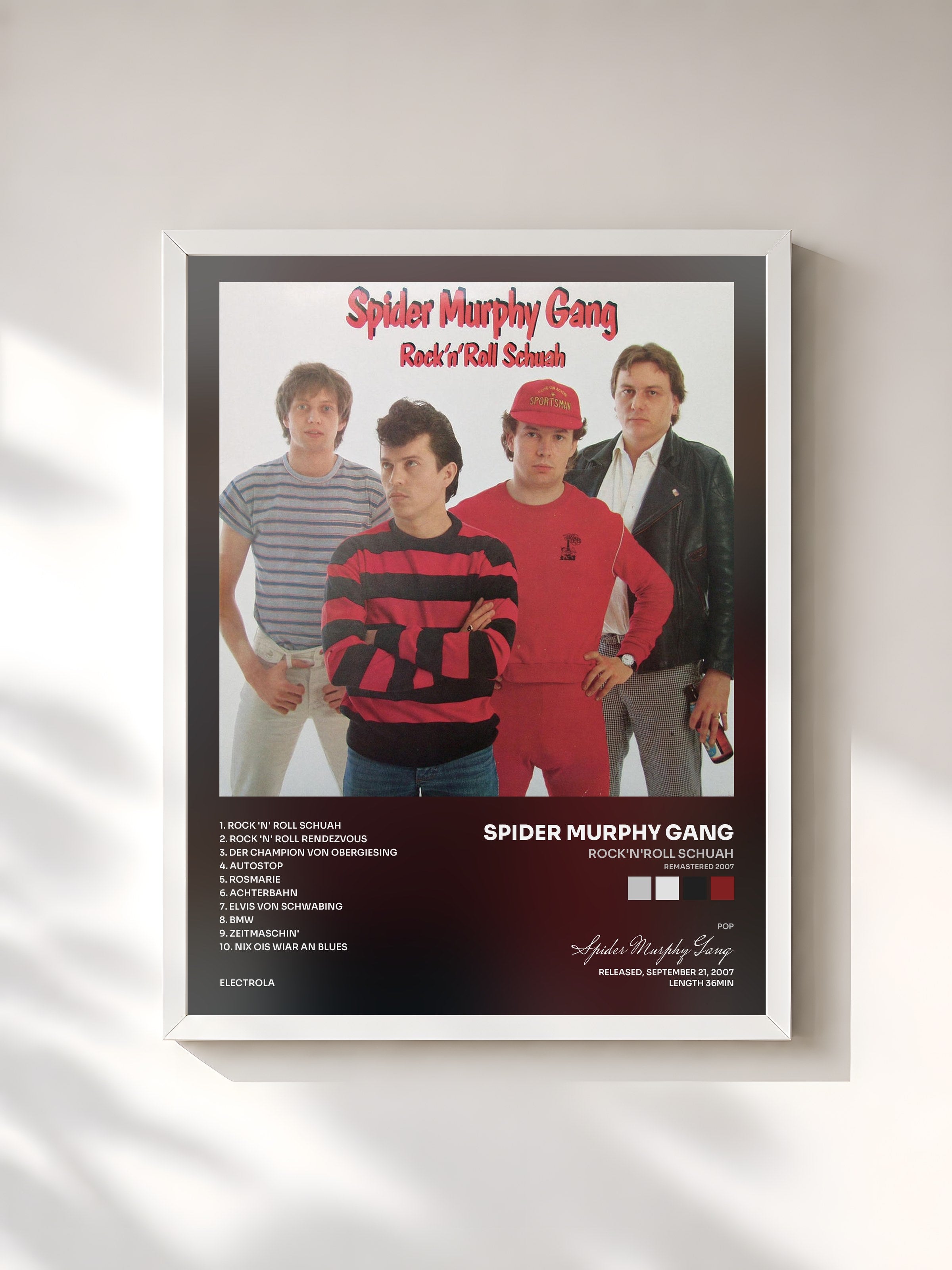 #blanc Tableau de l'album Rock'n'Roll Schuah (Remastered 2007) de Spider Murphy Gang, cadre blanc, imprimé et encadré en France