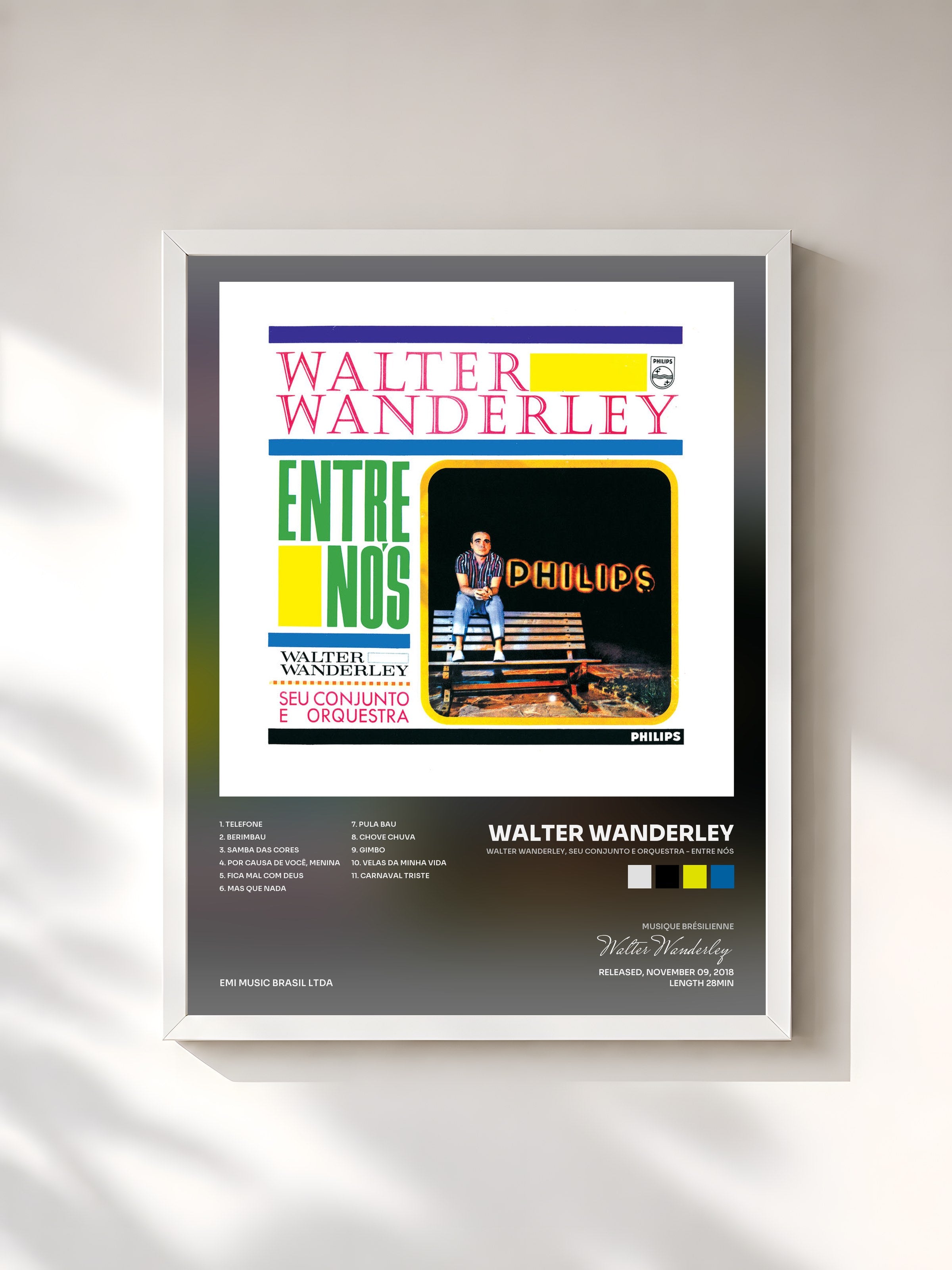 #blanc Tableau de l'album Walter Wanderley, Seu Conjunto E Orquestra - Entre Nós de Walter Wanderley, cadre blanc, imprimé et encadré en France