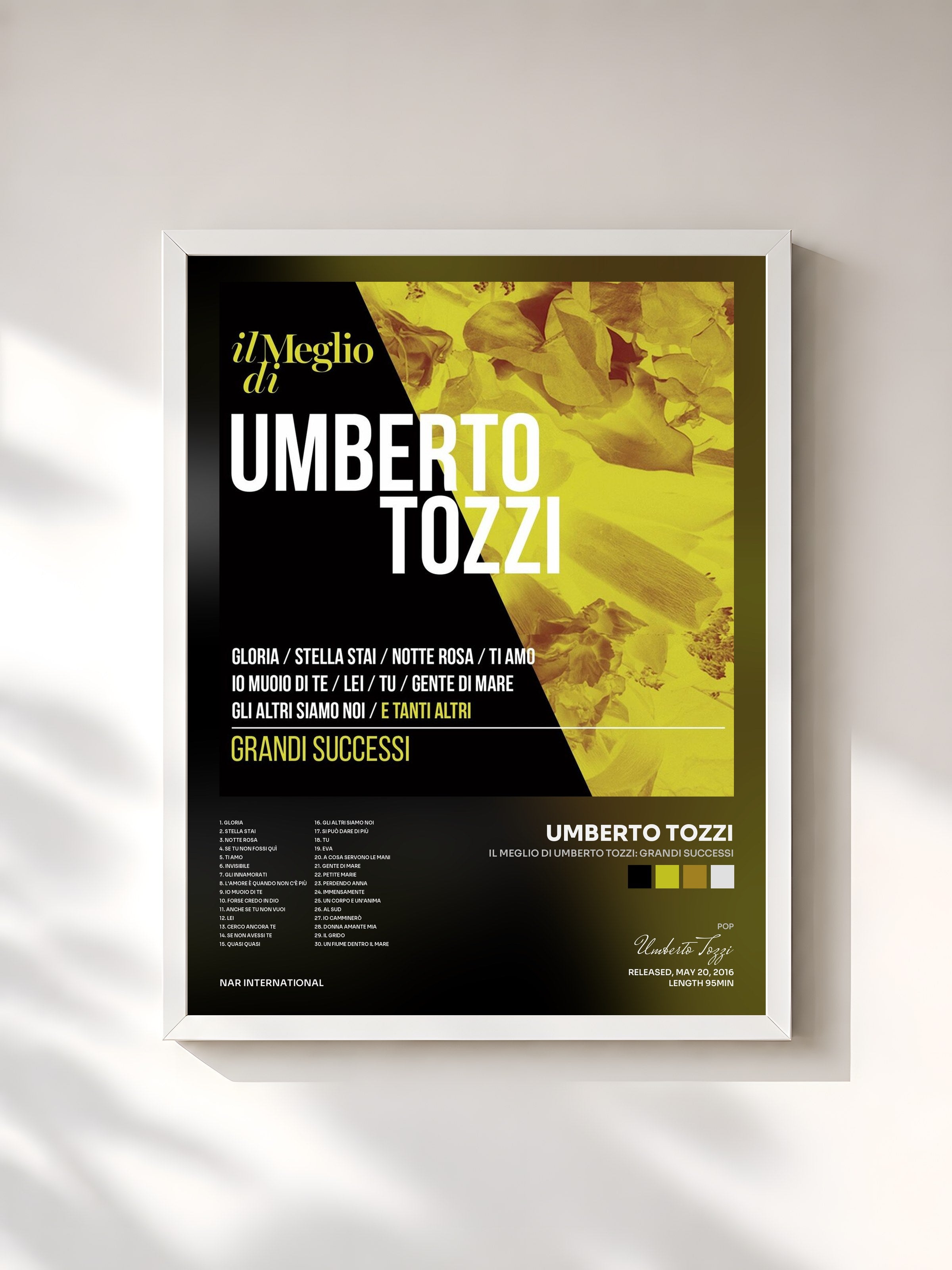 #blanc Tableau de l'album Il Meglio Di Umberto Tozzi: Grandi Successi de Umberto Tozzi, cadre blanc, imprimé et encadré en France