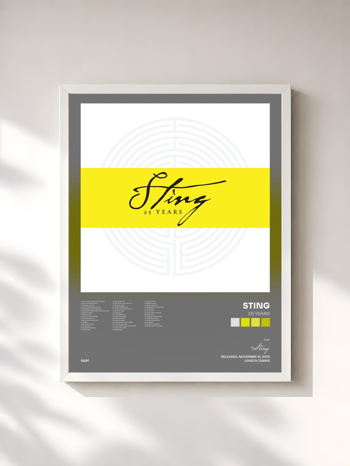 #blanc 25 Years by Sting as a framed art print, white frame, printed and framed in France