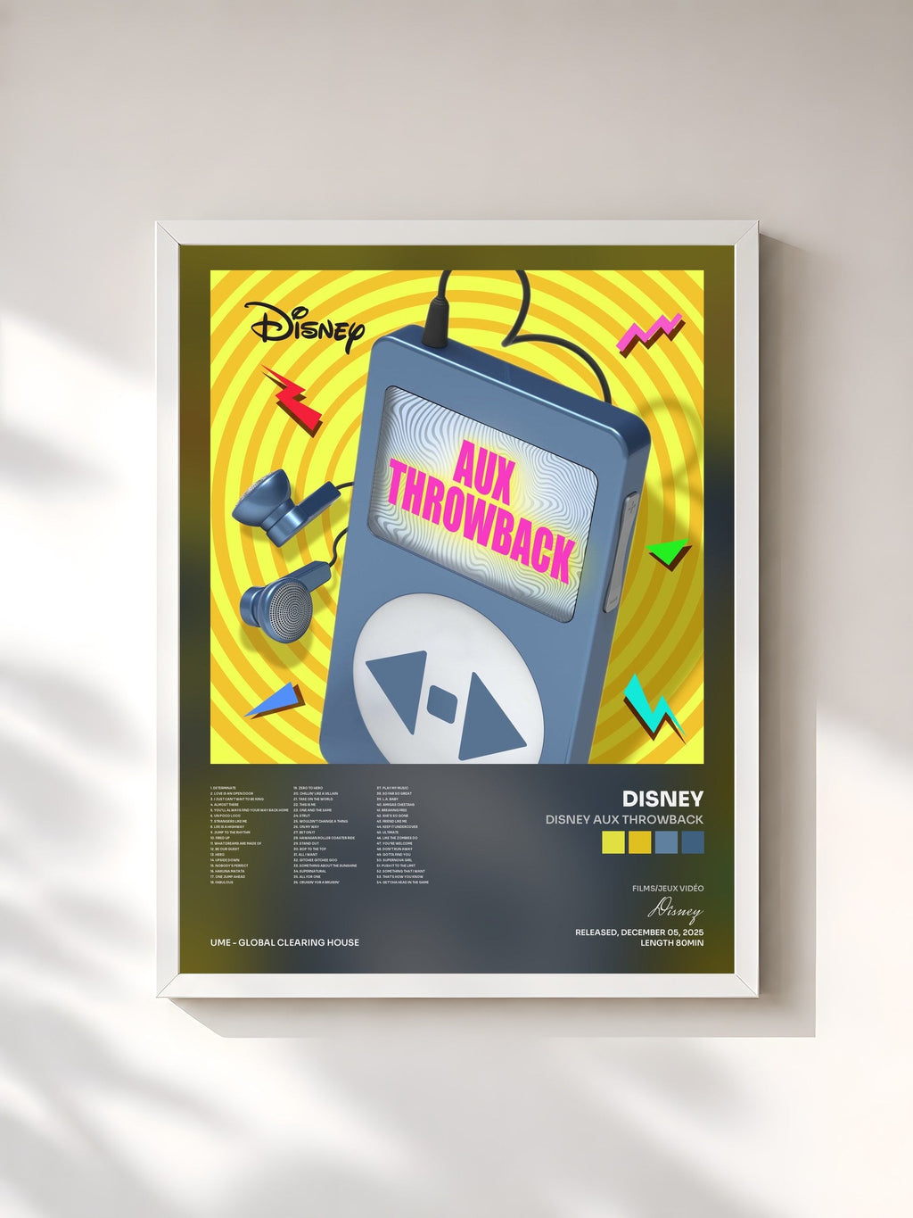 #blanc Tableau de l'album Disney AUX Throwback de Disney, cadre blanc, imprimé et encadré en France