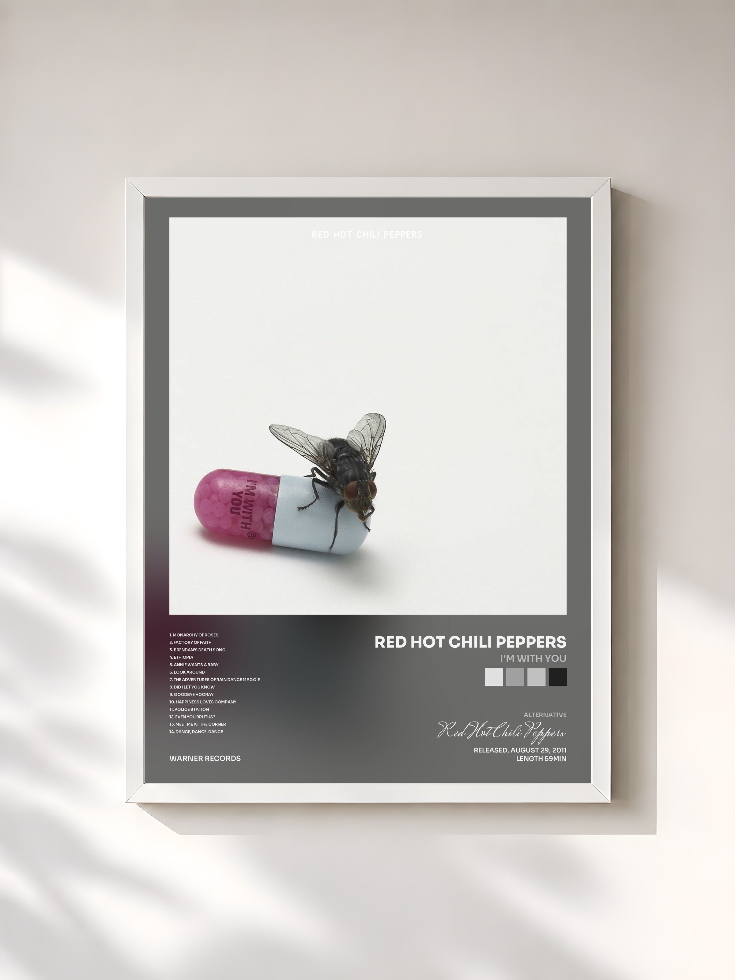 #blanc I'm with You by Red Hot Chili Peppers as a framed art print, white frame, printed and framed in France
