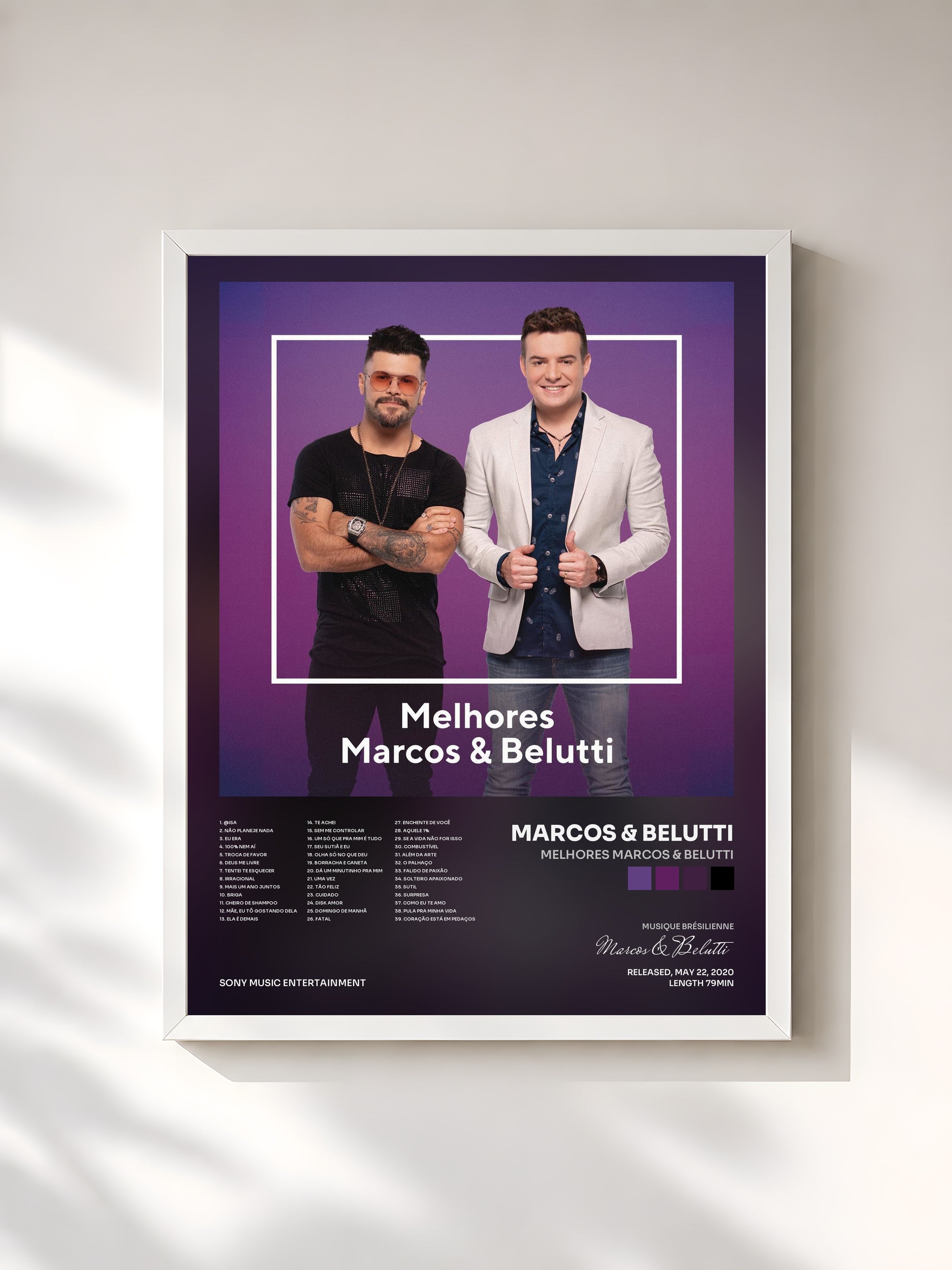 #blanc Tableau de l'album Melhores Marcos & Belutti de Marcos & Belutti, cadre blanc, imprimé et encadré en France