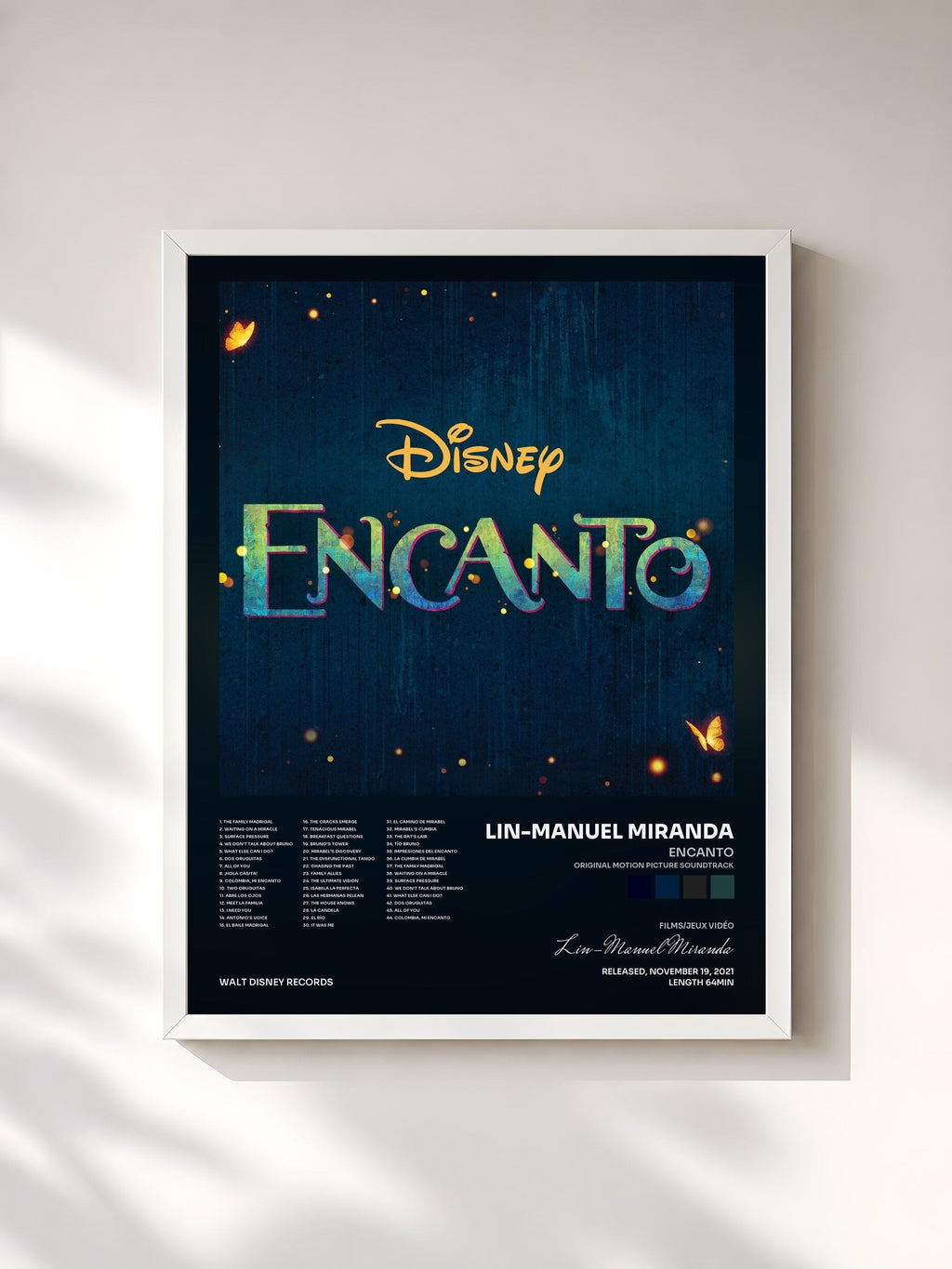 #blanc Encanto (Original Motion Picture Soundtrack) von Lin-Manuel Miranda als gerahmter Kunstdruck, weißer Rahmen, gedruckt und gerahmt in Frankreich