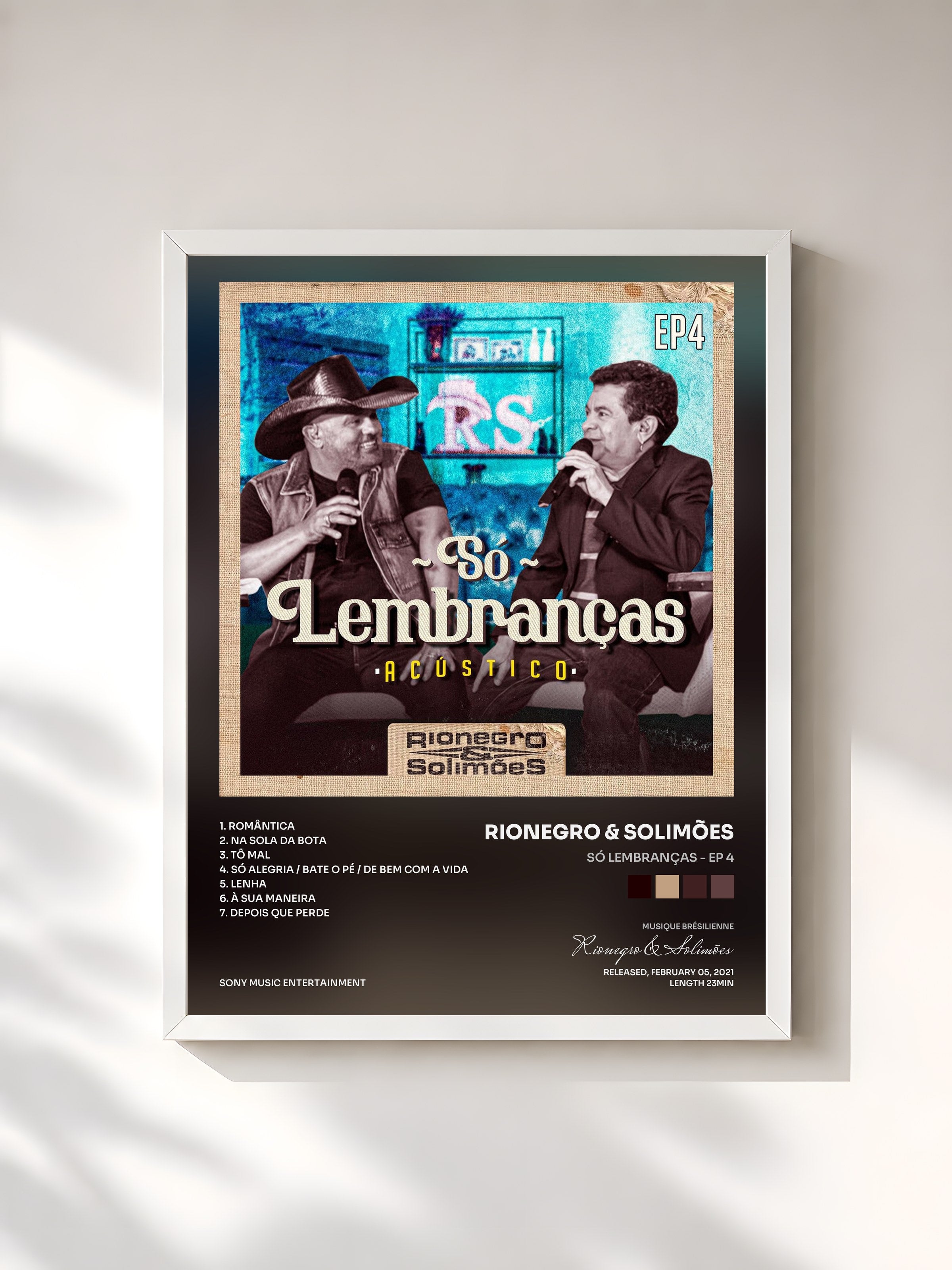 #blanc Tableau de l'album Só Lembranças - EP 4 de Rionegro & Solimões, cadre blanc, imprimé et encadré en France