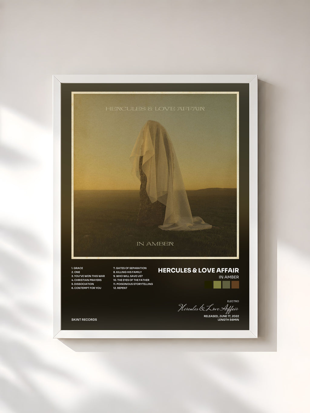 #blanc Tableau de l'album In Amber de Hercules & Love Affair, cadre blanc, imprimé et encadré en France