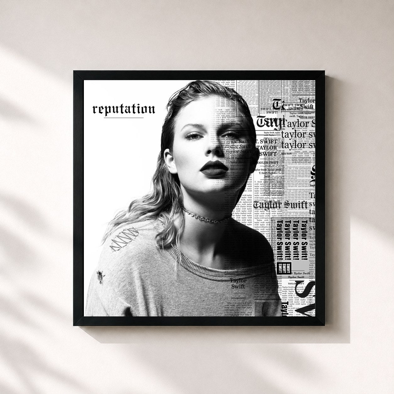 #noir reputation di Taylor Swift in stampa quadrata incorniciata, cornice nera 32x32 cm