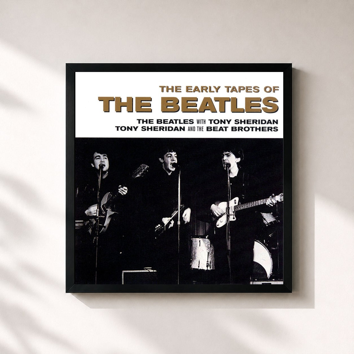 #noir Tableau carré de l'album The Early Tapes Of de The Beatles, cadre noir 32x32 cm