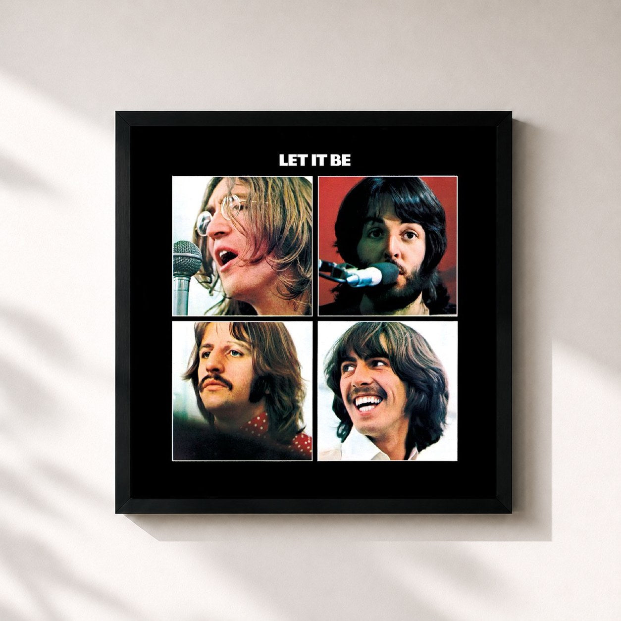 #noir Tableau carré de l'album Let It Be (Remastered) de The Beatles, cadre noir 32x32 cm