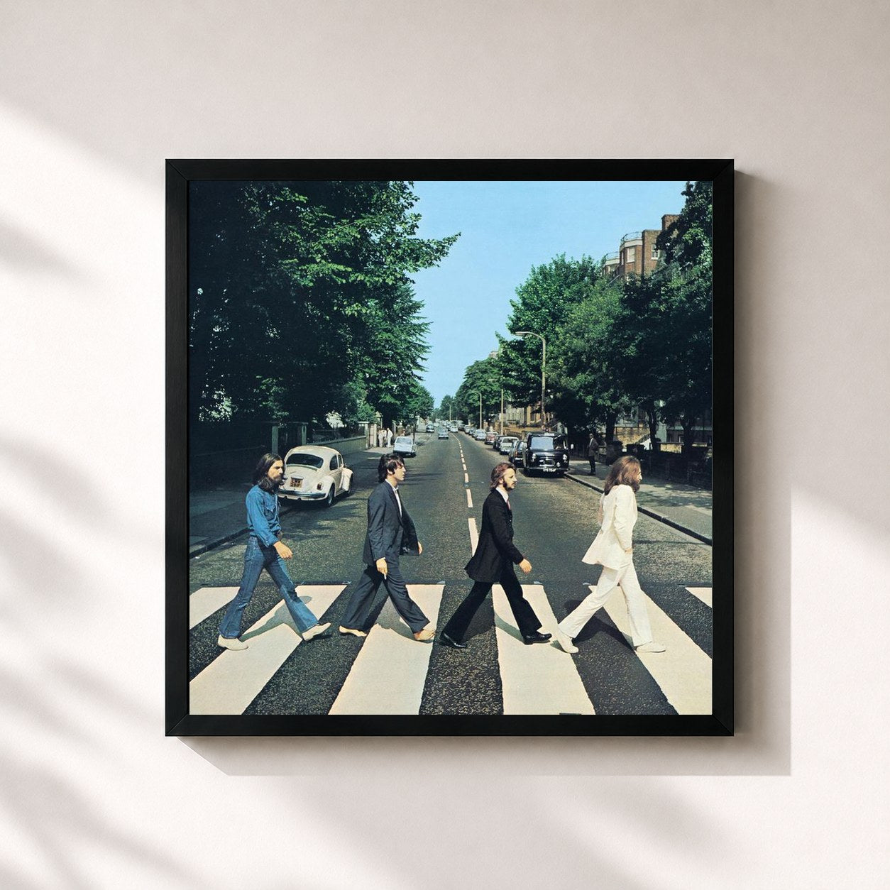 #noir Tableau carré de l'album Abbey Road (Remastered) de The Beatles, cadre noir 32x32 cm