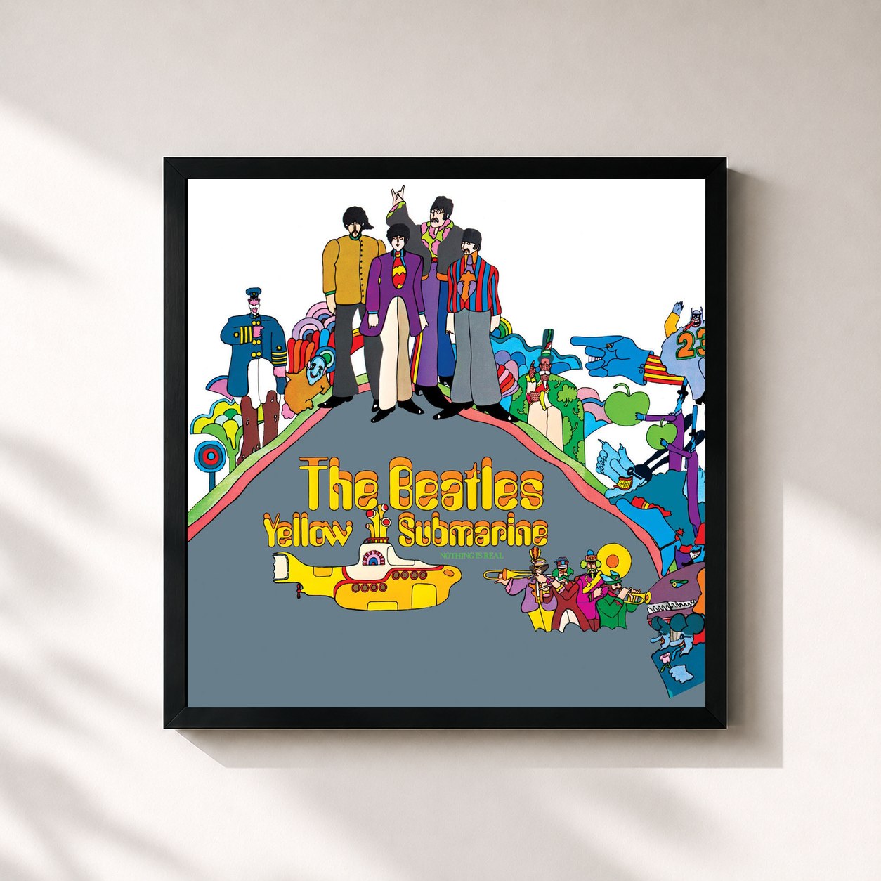 #noir Yellow Submarine (Remastered) by The Beatles as a square framed art print, black 32x32 cm frame