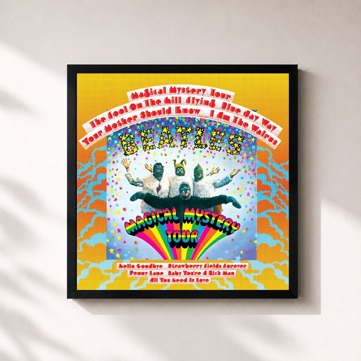 #noir Magical Mystery Tour (Remastered) by The Beatles as a square framed art print, black 32x32 cm frame