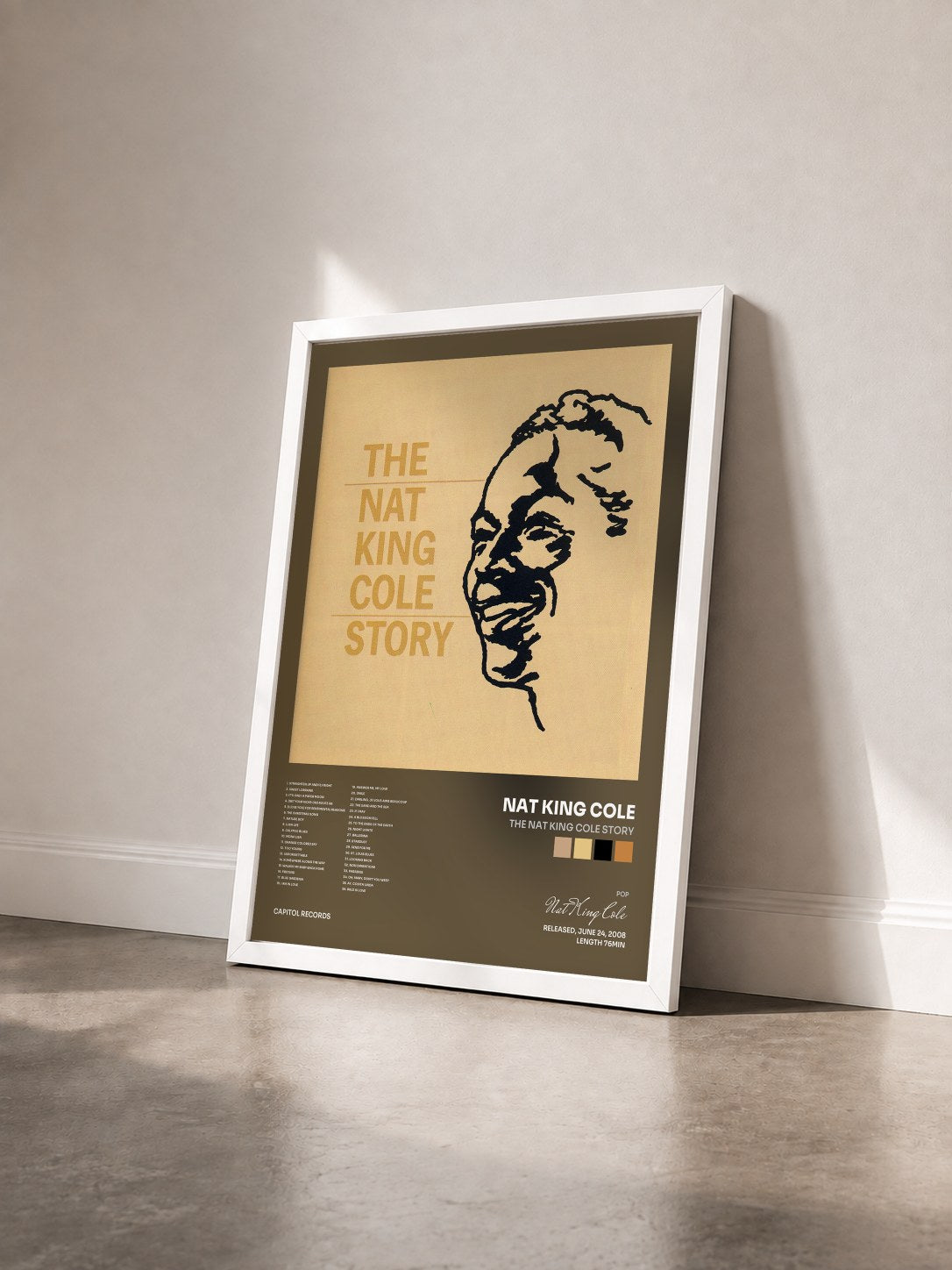 #blanc The Nat King Cole Story by Nat King Cole as a framed art print seen at an angle, white frame