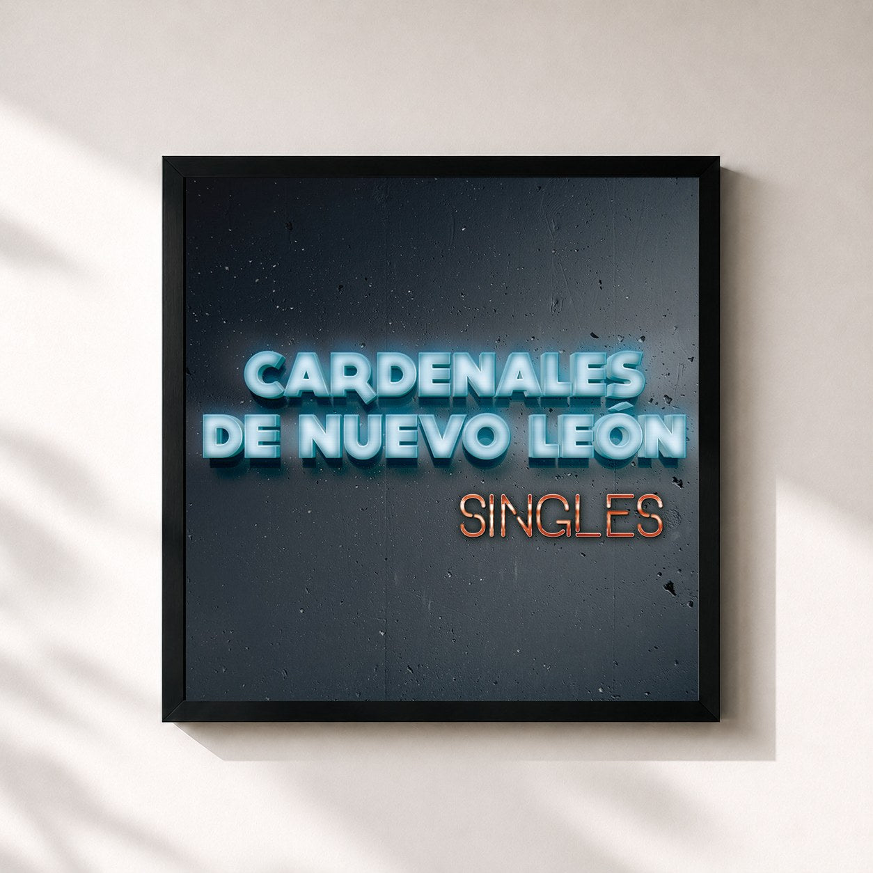 #noir Tableau carré de l'album Singles de Cardenales De Nuevo León, cadre noir 32x32 cm