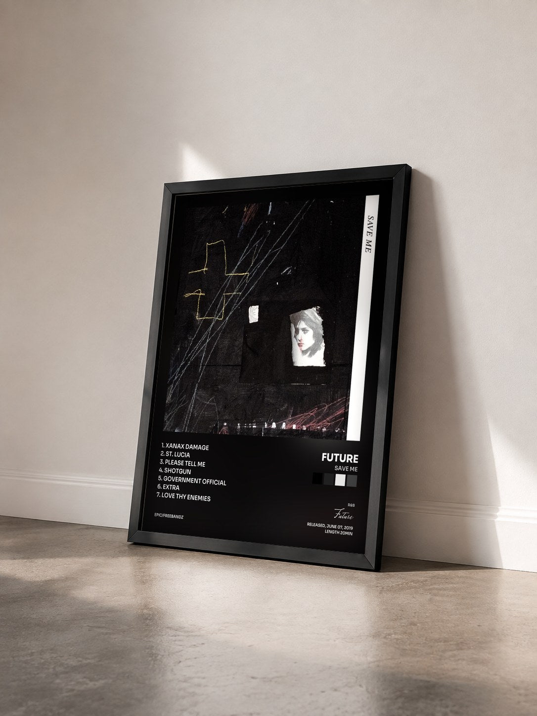 #noir Tableau de l'album SAVE ME de Future vu de trois quarts, cadre noir
