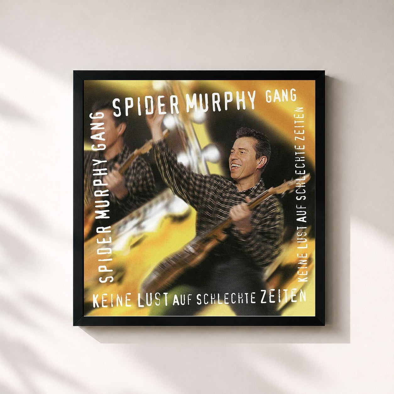#noir Tableau carré de l'album Keine Lust Auf Schlechte Zeiten de Spider Murphy Gang, cadre noir 32x32 cm
