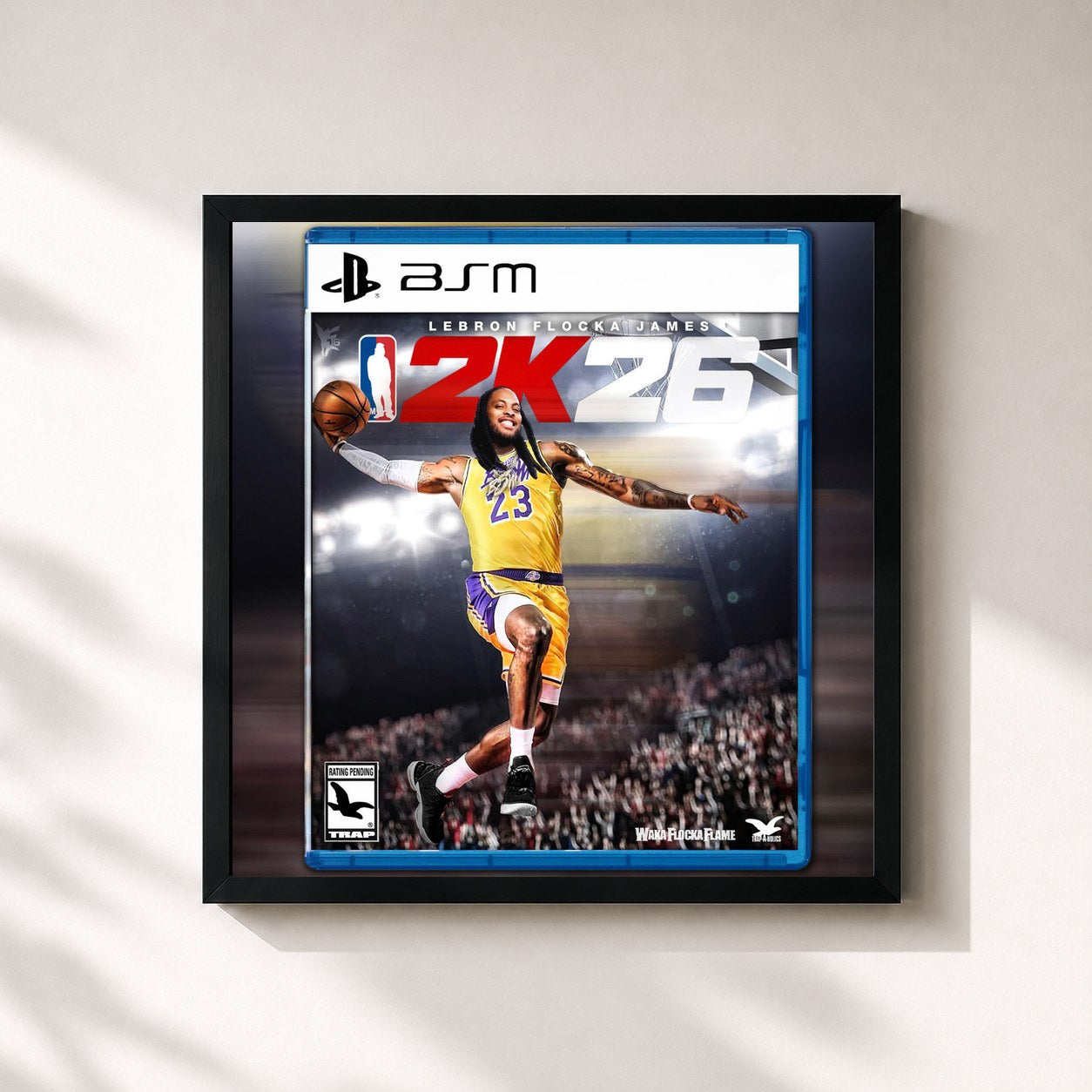 #noir Tableau carré de l'album Lebron Flocka James 2K26 de Waka Flocka Flame, cadre noir 32x32 cm
