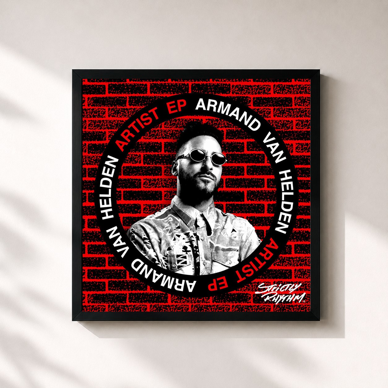 #noir Tableau carré de l'album Strictly Armand Van Helden de Armand van Helden, cadre noir 32x32 cm