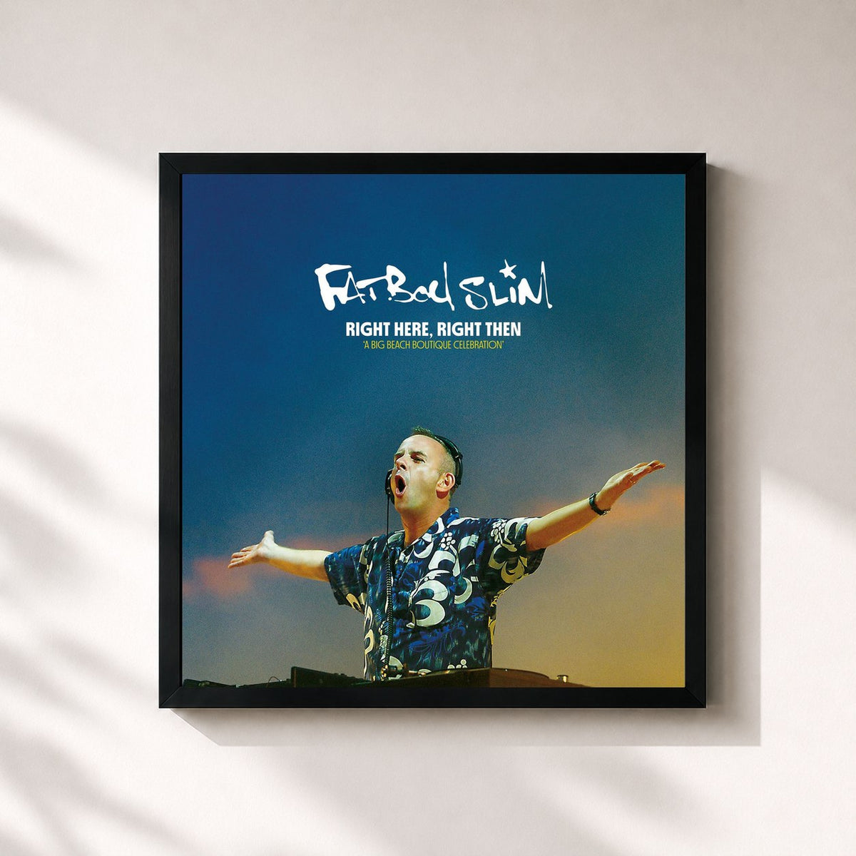 #noir Tableau carré de l'album Right Here, Right Then (DJ Mix) de Fatboy Slim, cadre noir 32x32 cm