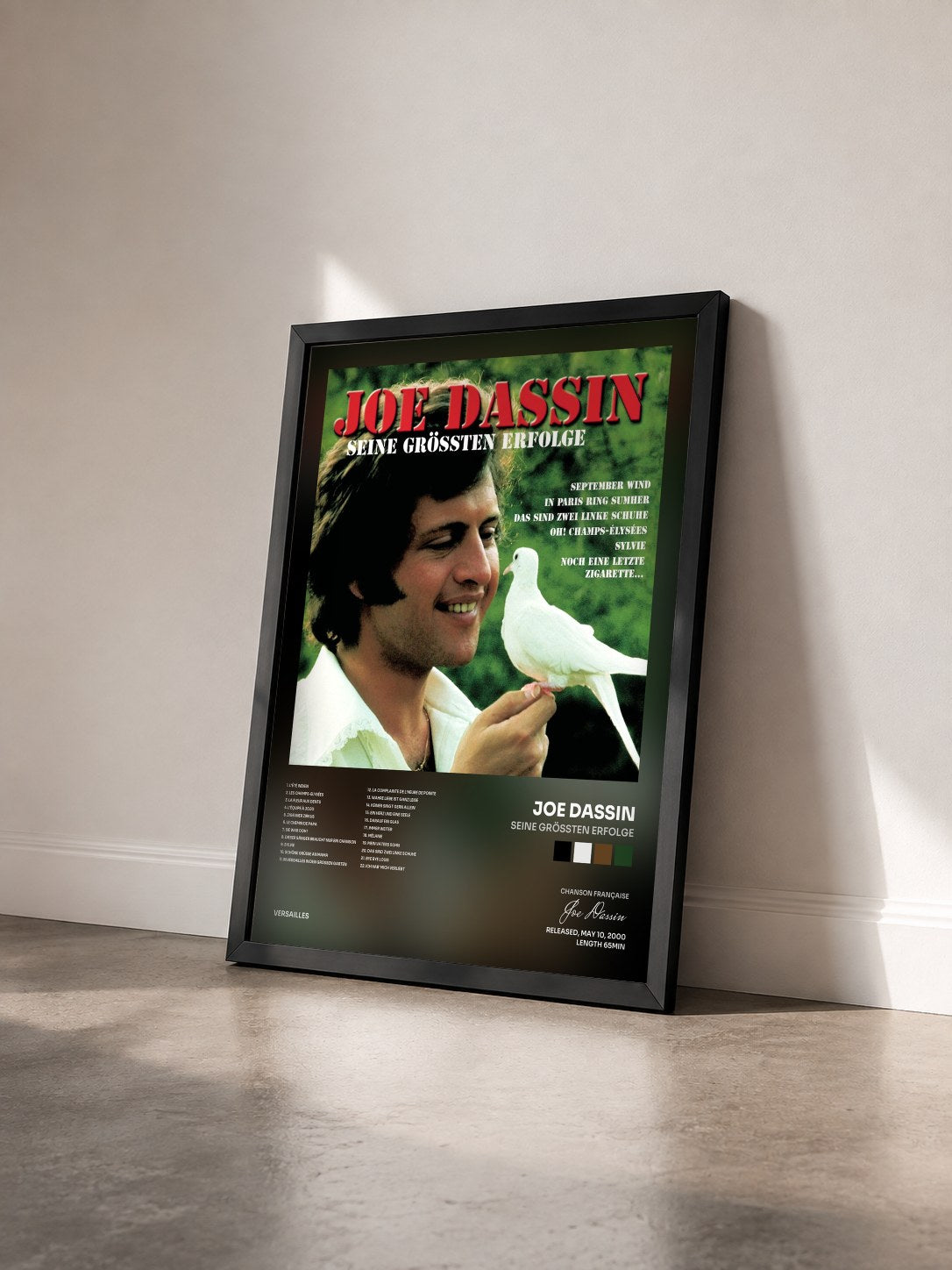 #noir Tableau de l'album Seine Grössten Erfolge de Joe Dassin vu de trois quarts, cadre noir