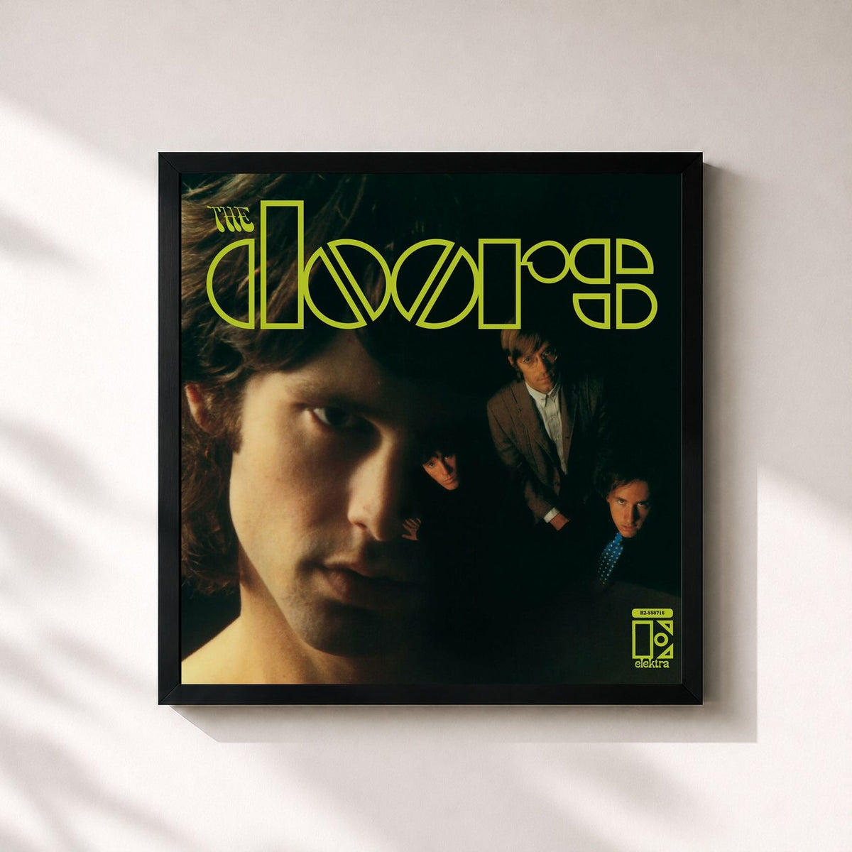 #noir Tableau carré de l'album The Doors (50th Anniversary Deluxe Edition) de The Doors, cadre noir 32x32 cm