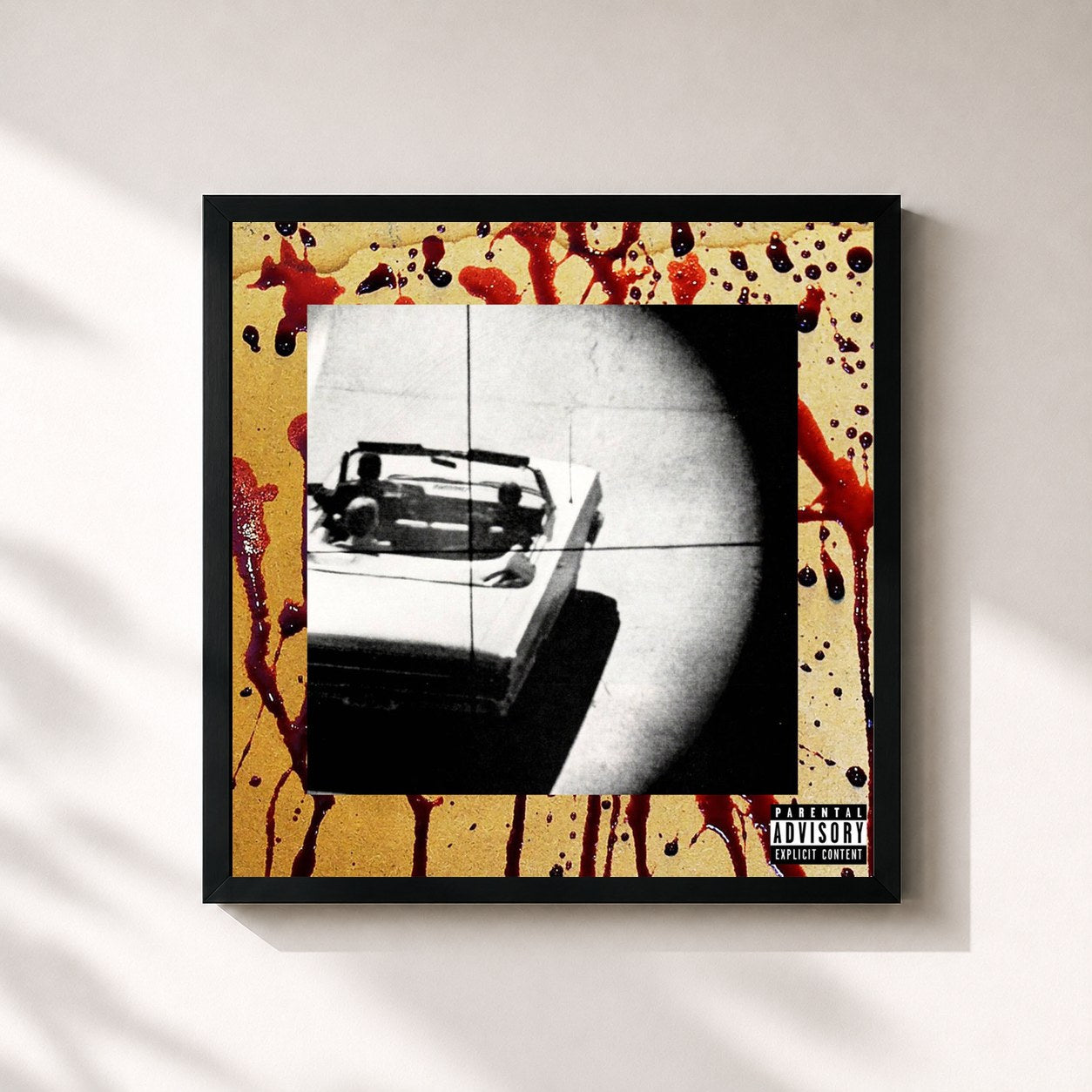 #noir Tableau carré de l'album KILL YOURSELF Part XVI: The Faded Stains Saga de $uicideboy$, cadre noir 32x32 cm