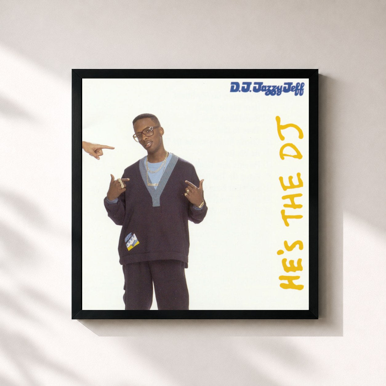 #noir Tableau carré de l'album He's The DJ, I'm The Rapper de DJ Jazzy Jeff & The Fresh Prince, cadre noir 32x32 cm