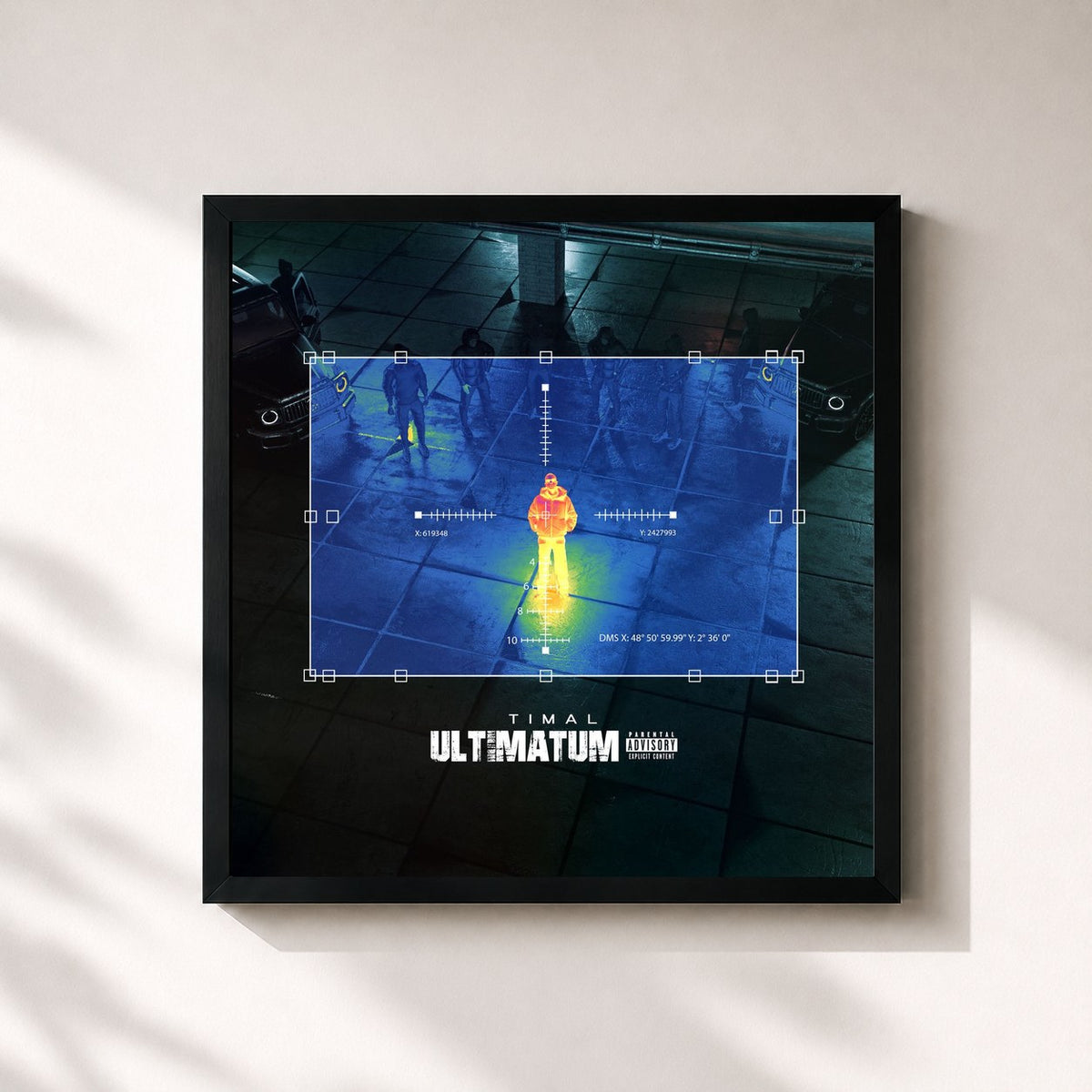 #noir Tableau carré de l'album ULTIMATUM de Timal, cadre noir 32x32 cm