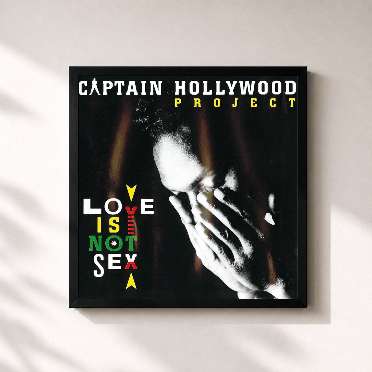 #noir Tableau carré de l'album Love Is Not Sex de Captain Hollywood Project, cadre noir 32x32 cm