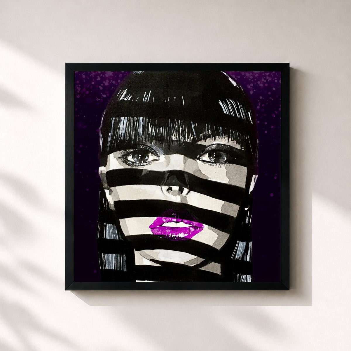#noir Tableau carré de l'album Exotica de Purple Disco Machine, cadre noir 32x32 cm