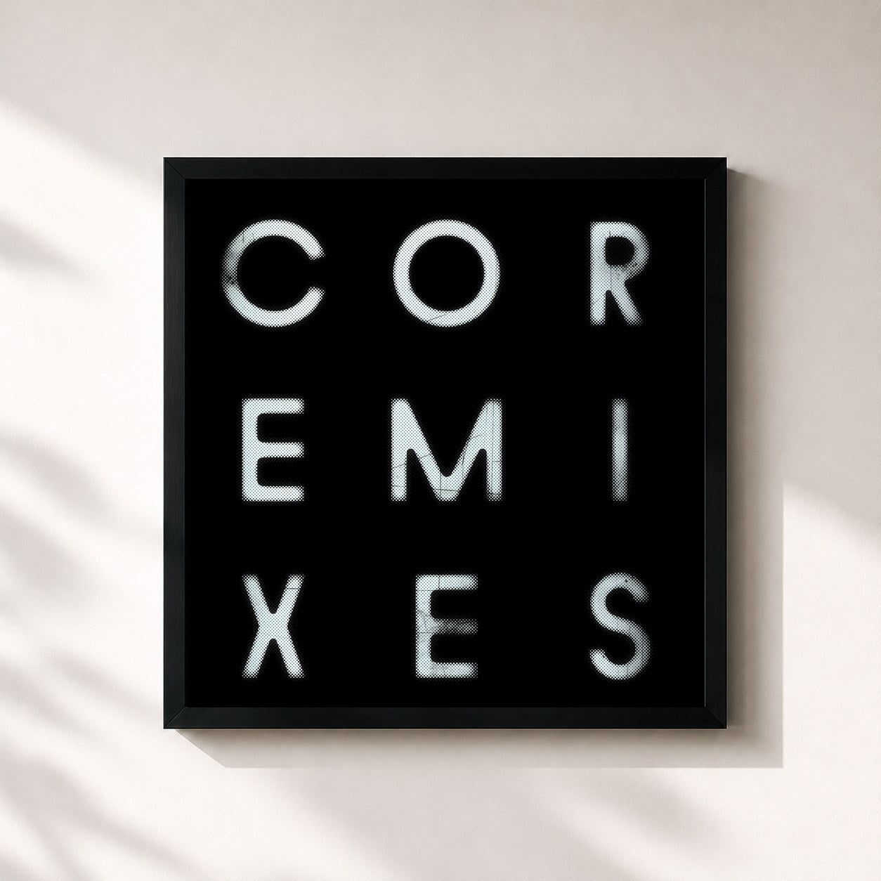 #noir Tableau carré de l'album To Believe (Remixes) de The Cinematic Orchestra, cadre noir 32x32 cm