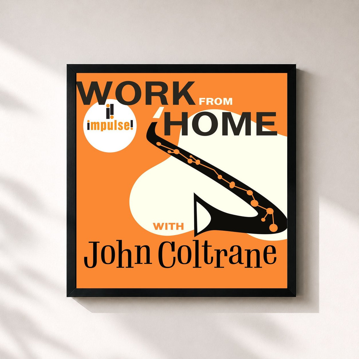 #noir Tableau carré de l'album Work From Home with John Coltrane de John Coltrane, cadre noir 32x32 cm