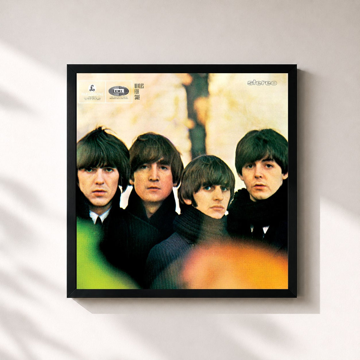 #noir Tableau carré de l'album Beatles For Sale (Remastered) de The Beatles, cadre noir 32x32 cm