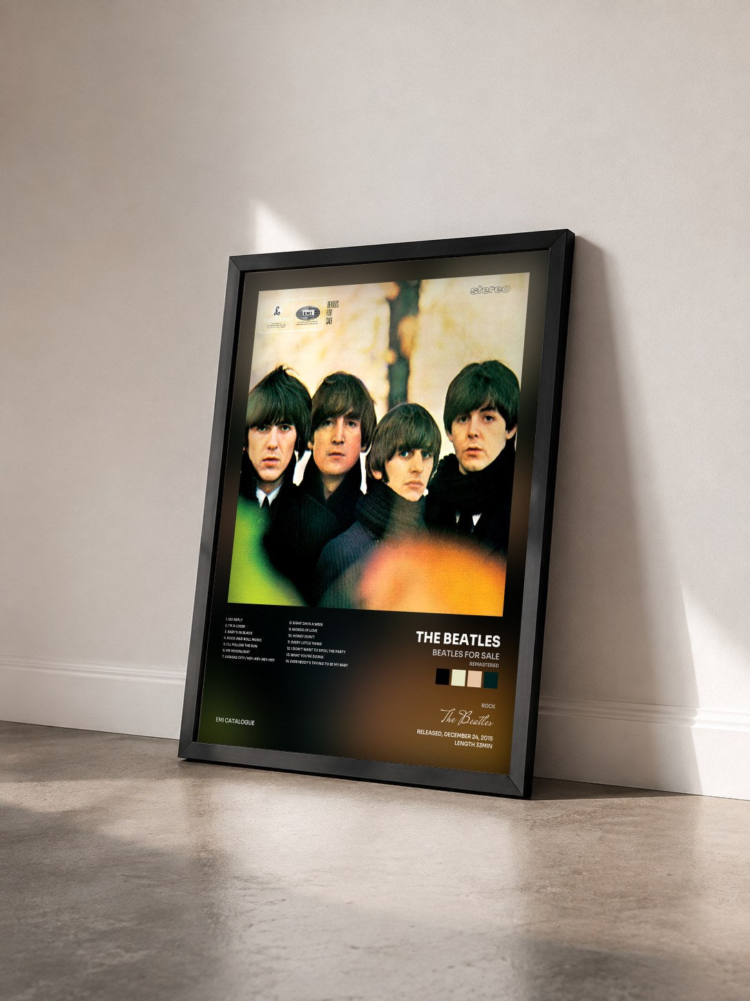 #noir Tableau de l'album Beatles For Sale (Remastered) de The Beatles vu de trois quarts, cadre noir