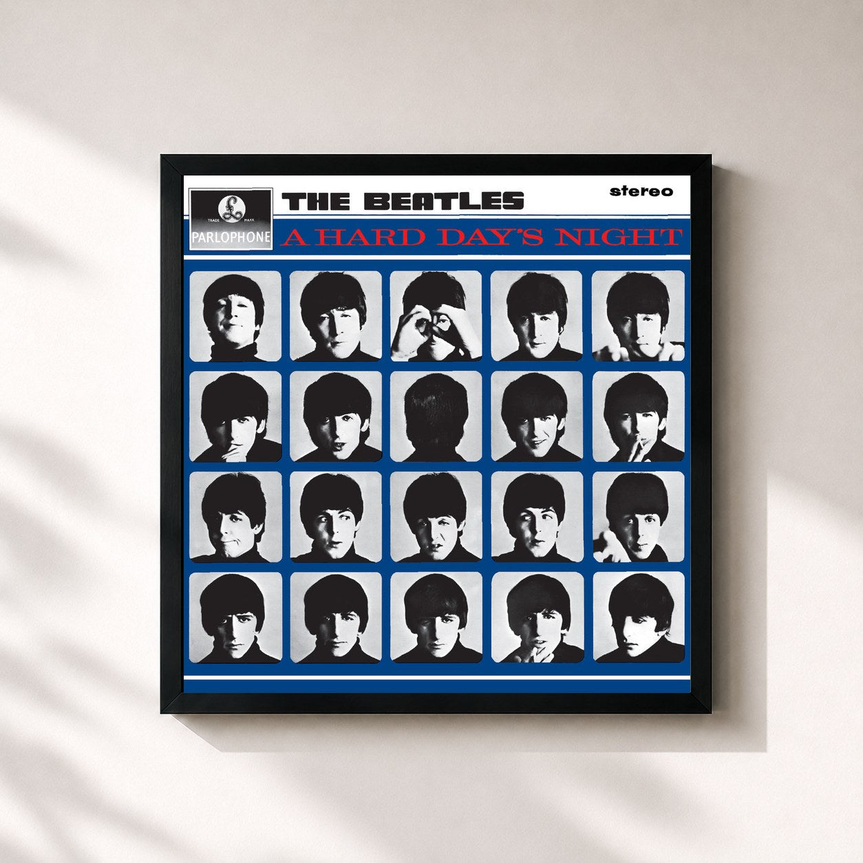 #noir A Hard Day's Night (Remastered) by The Beatles as a square framed art print, black 32x32 cm frame