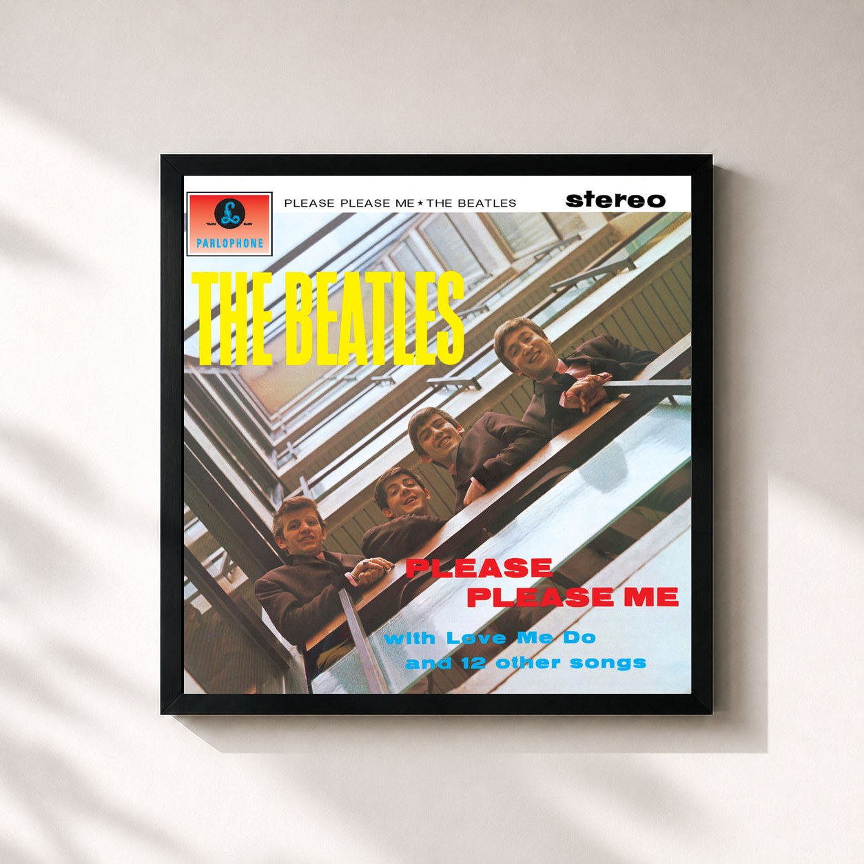 #noir Please Please Me (Remastered) by The Beatles as a square framed art print, black 32x32 cm frame