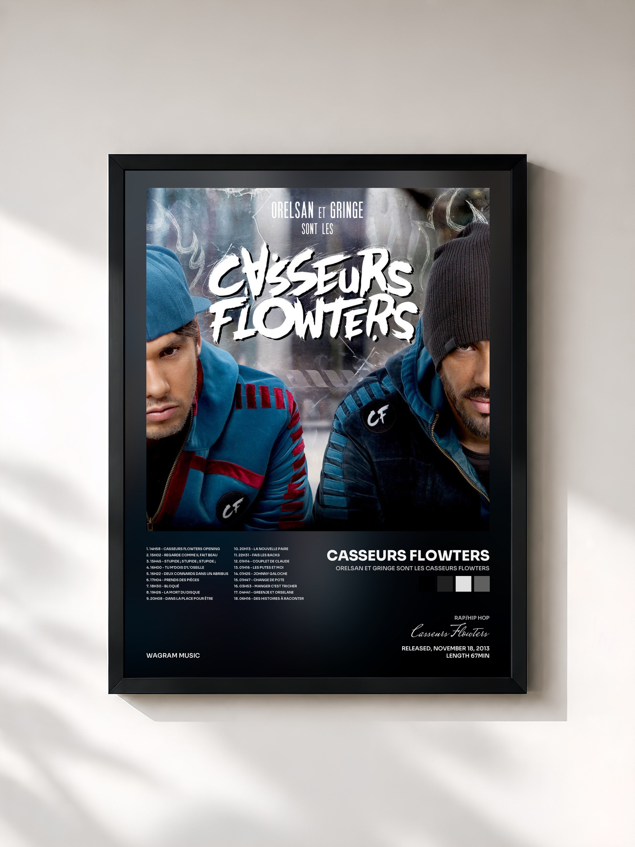 #noir Orelsan et Gringe sont les Casseurs Flowters di Casseurs Flowters in stampa incorniciata, cornice nera, stampata e incorniciata in Francia