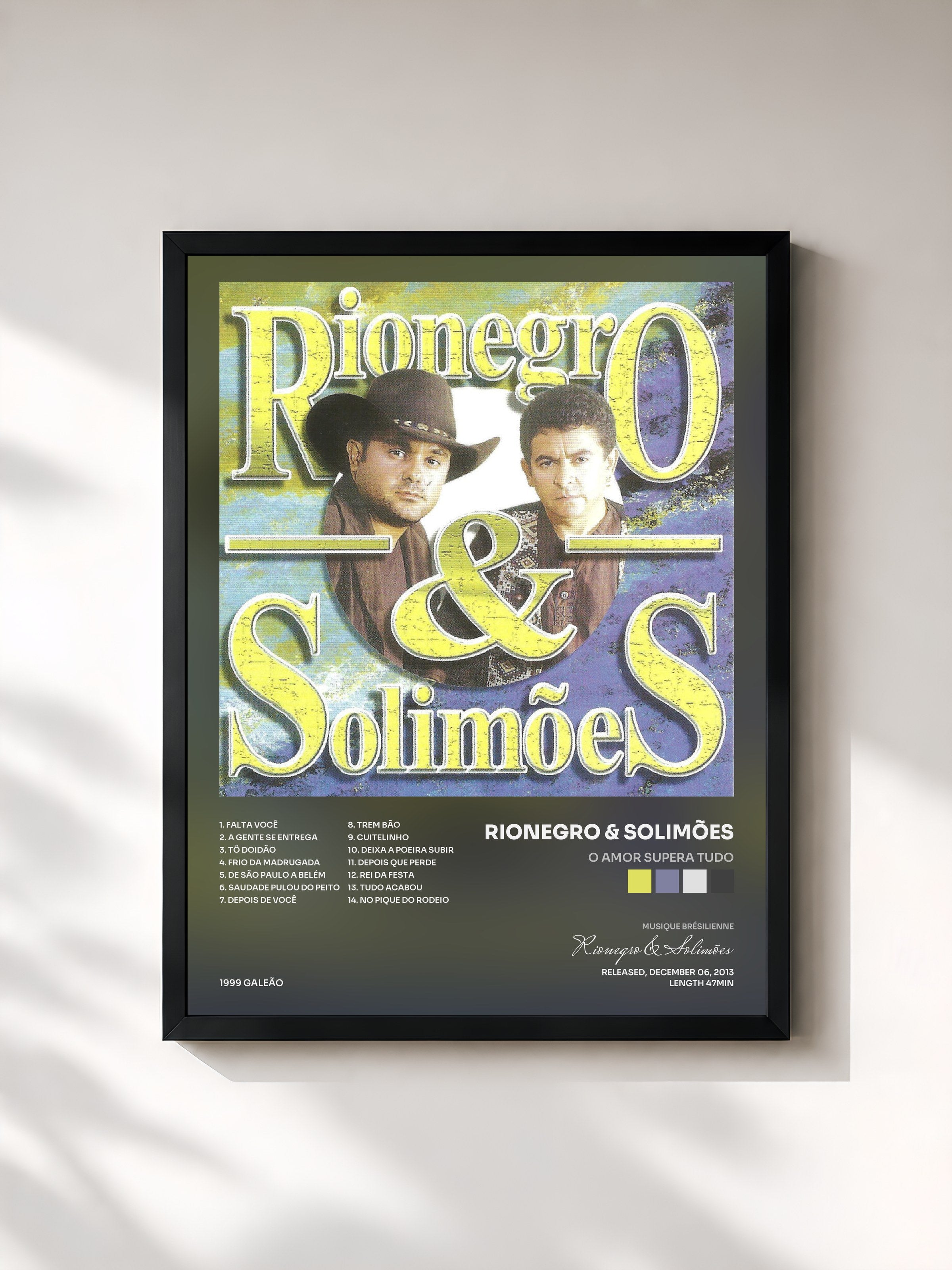 #noir Tableau de l'album O Amor Supera Tudo de Rionegro & Solimões, cadre noir, imprimé et encadré en France