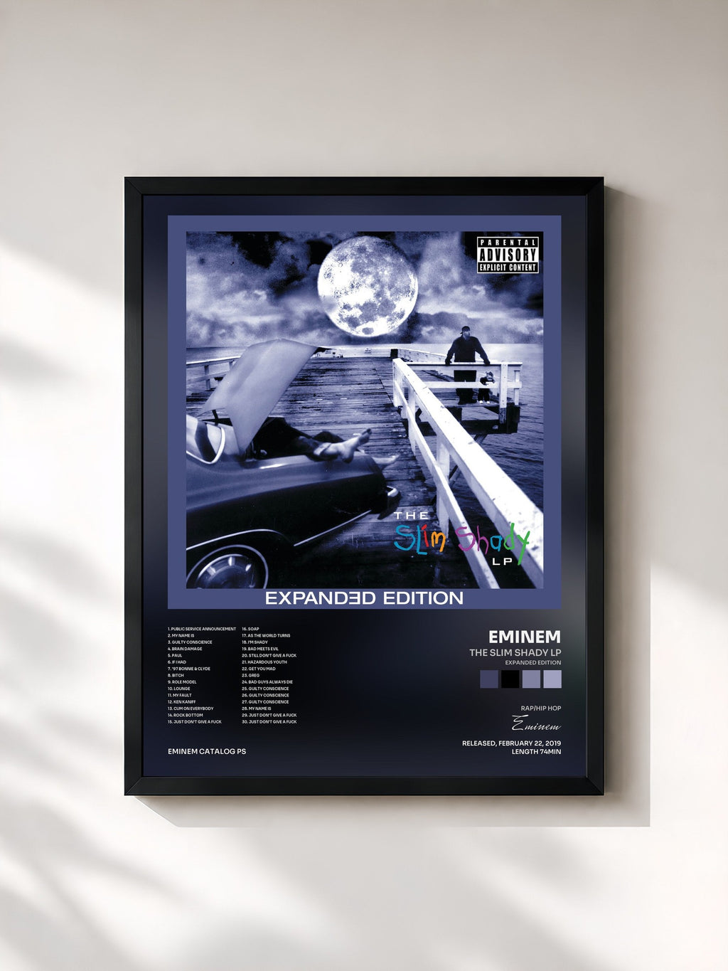 #noir Tableau de l'album The Slim Shady LP (Expanded Edition) de Eminem, cadre noir, imprimé et encadré en France