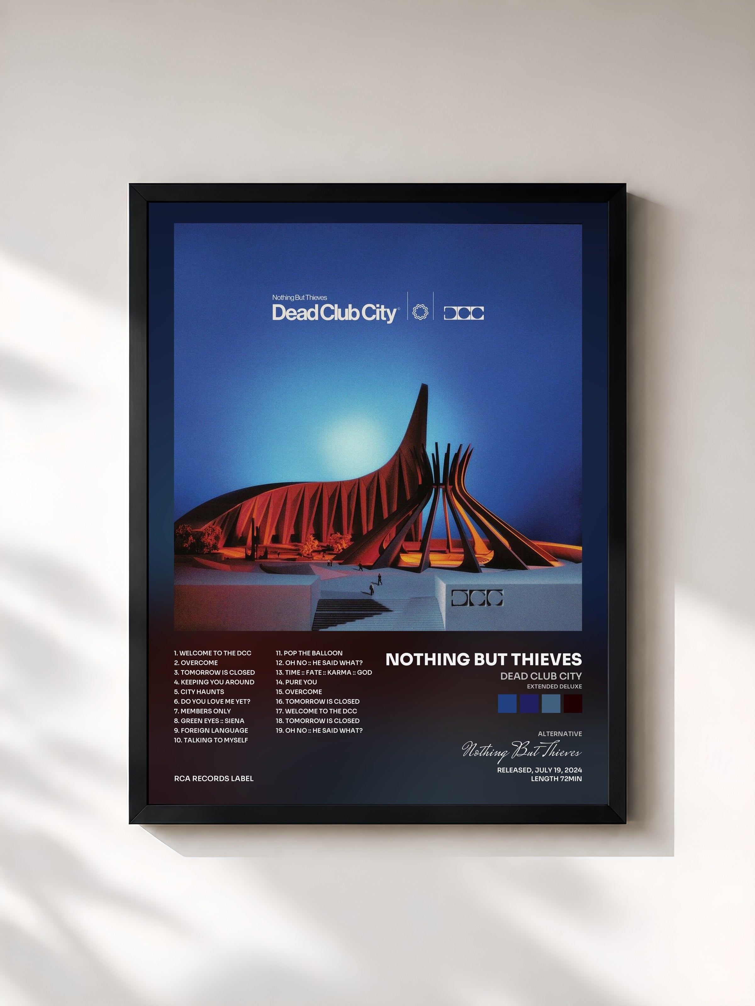 #noir Tableau de l'album Dead Club City (Extended Deluxe) de Nothing But Thieves, cadre noir, imprimé et encadré en France
