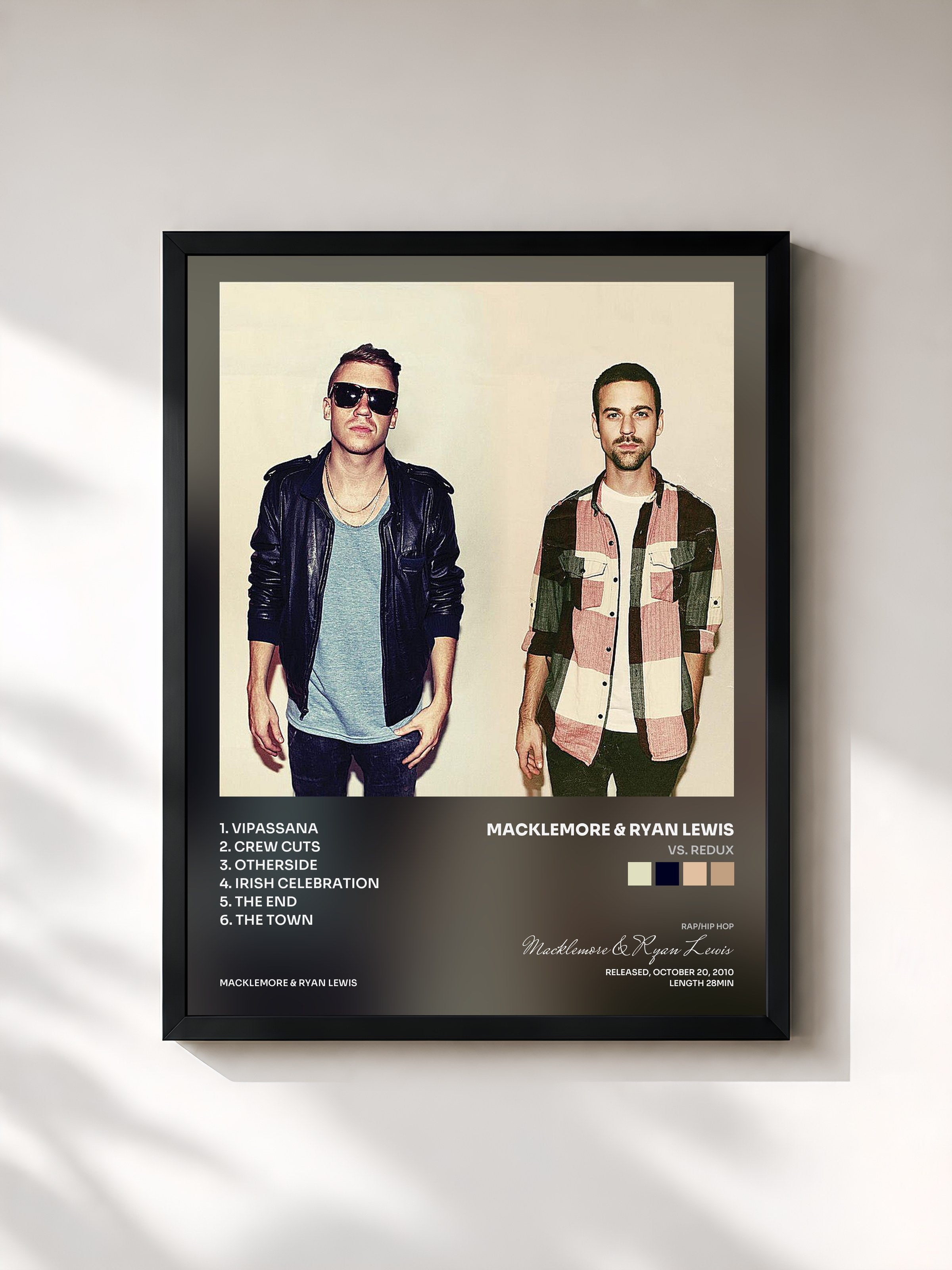 #noir Tableau de l'album VS. Redux de Macklemore & Ryan Lewis, cadre noir, imprimé et encadré en France