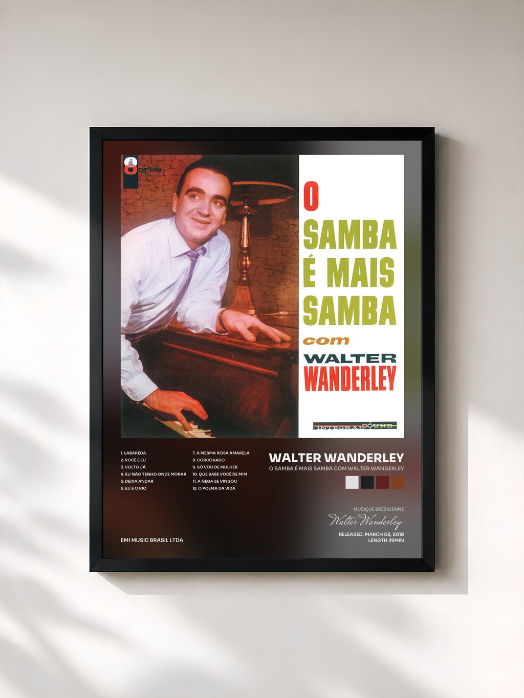 #noir Tableau de l'album O Samba É Mais Samba Com Walter Wanderley de Walter Wanderley, cadre noir, imprimé et encadré en France