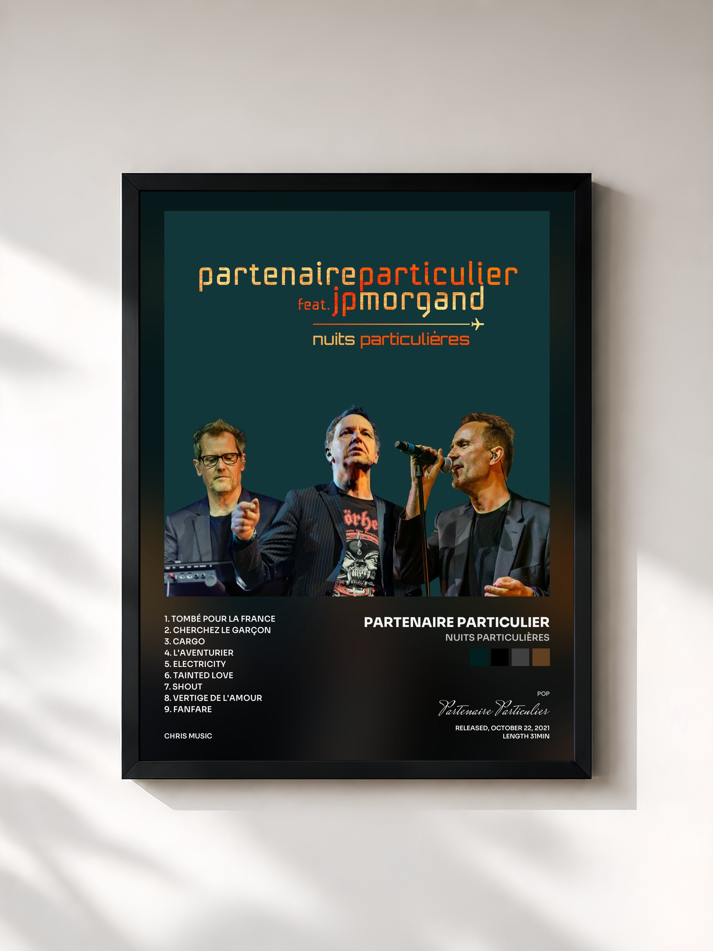 #noir Tableau de l'album Nuits particulières de Partenaire Particulier, cadre noir, imprimé et encadré en France