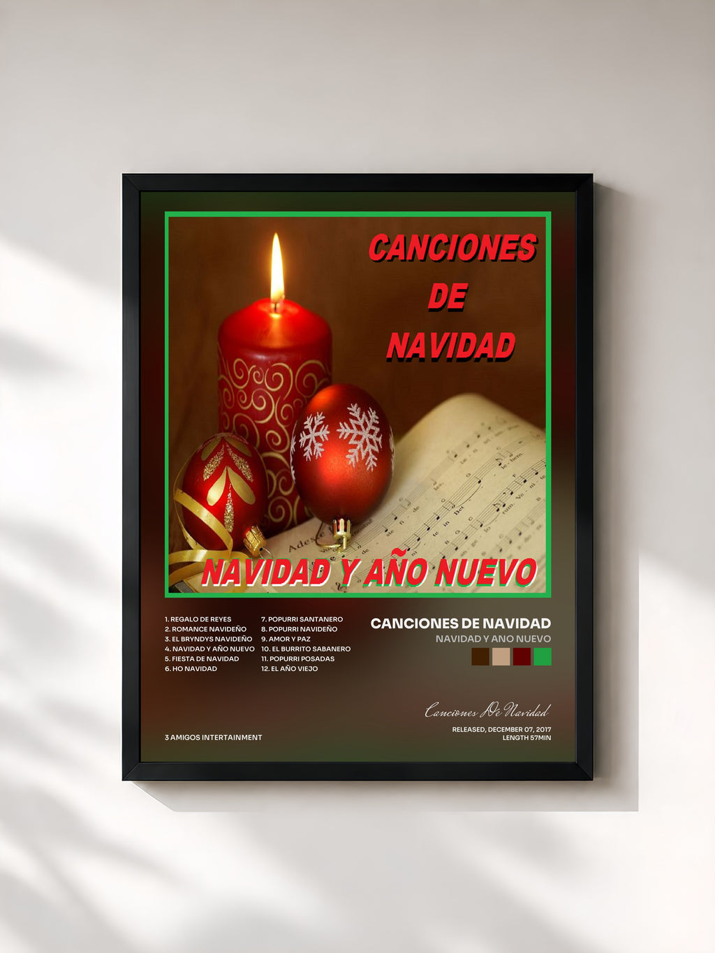 #noir Tableau de l'album Navidad Y Ano Nuevo de Canciones De Navidad, cadre noir, imprimé et encadré en France