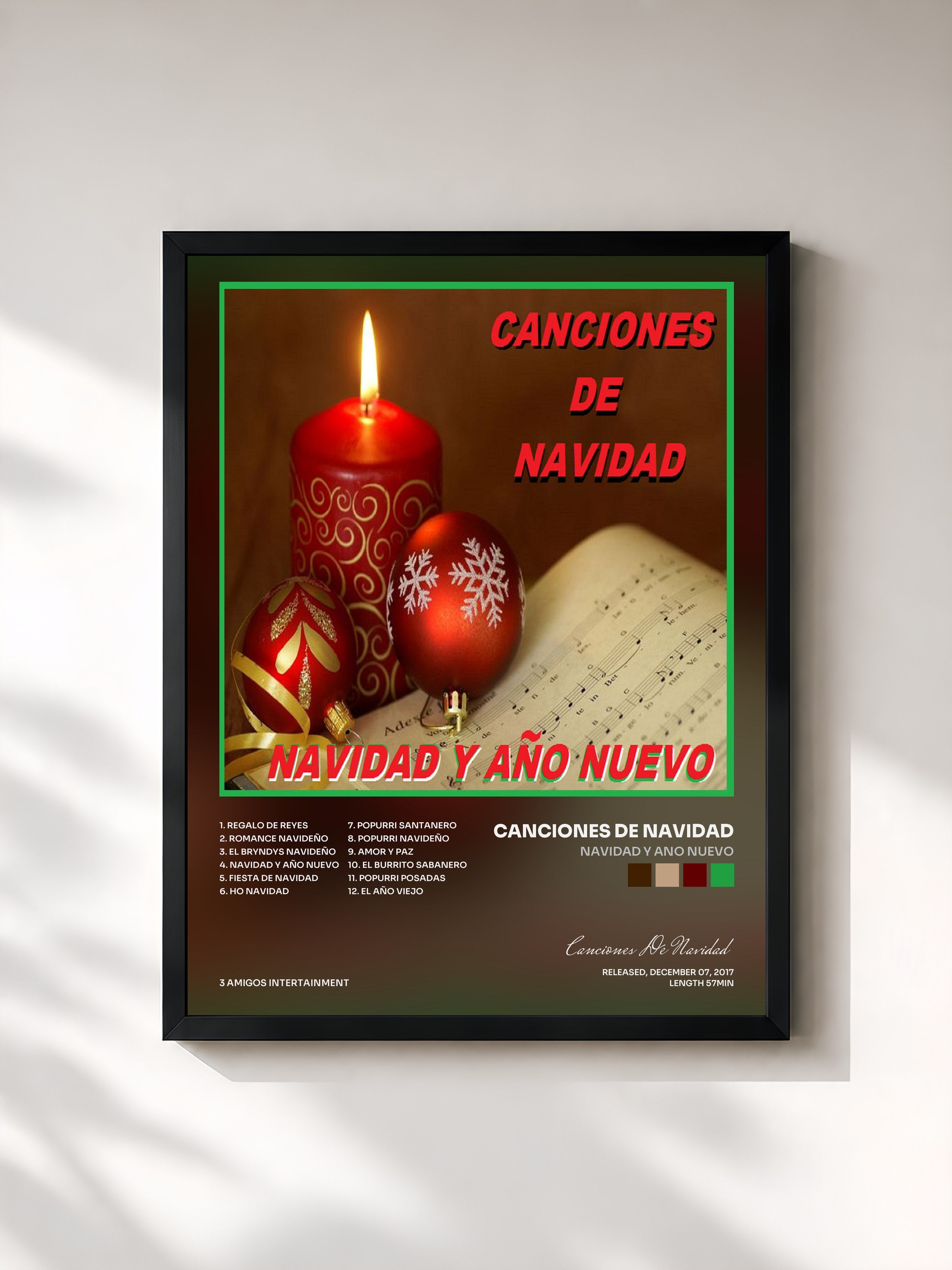 #noir Tableau de l'album Navidad Y Ano Nuevo de Canciones De Navidad, cadre noir, imprimé et encadré en France