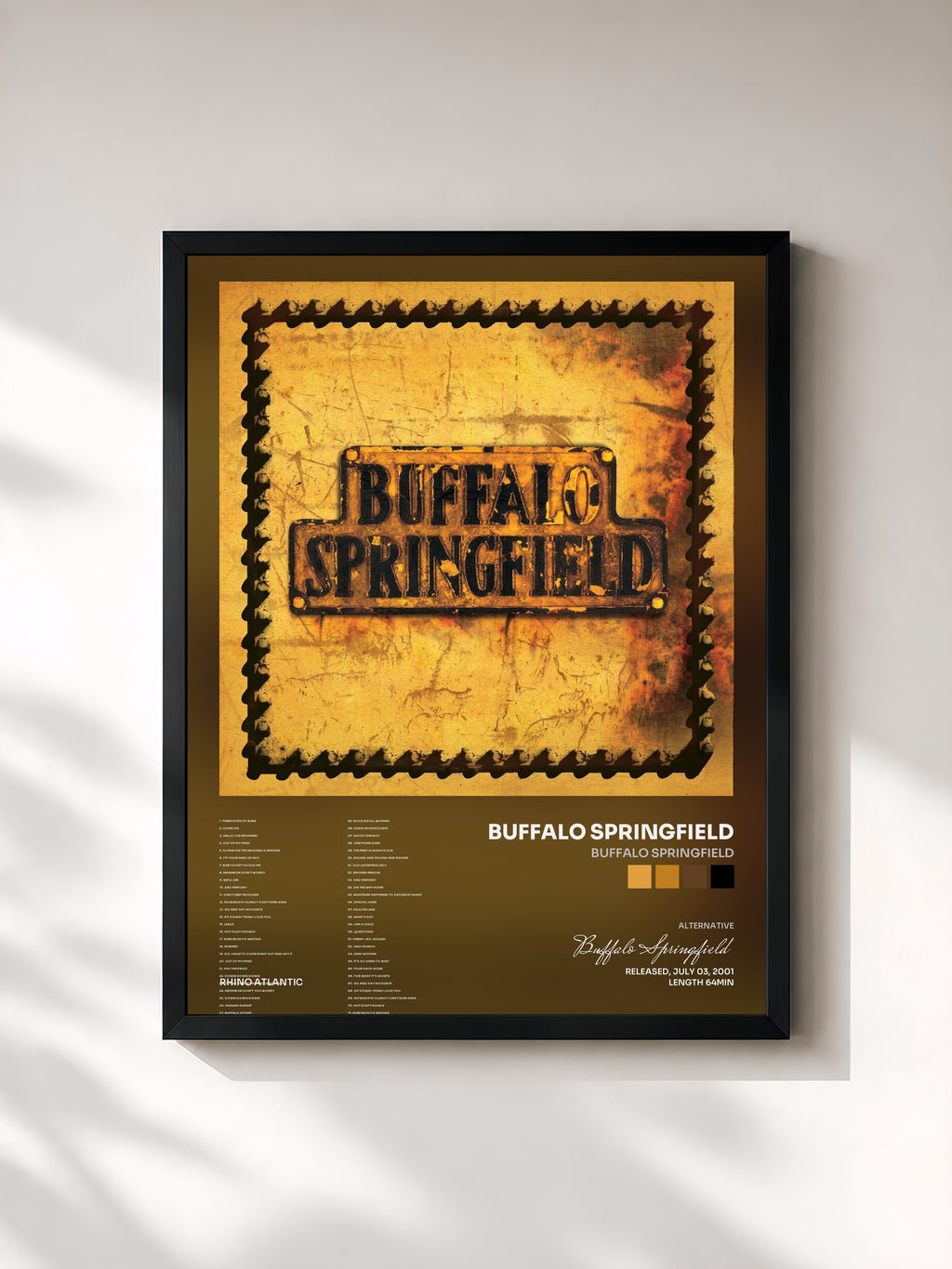 #noir Tableau de l'album Buffalo Springfield de Buffalo Springfield, cadre noir, imprimé et encadré en France