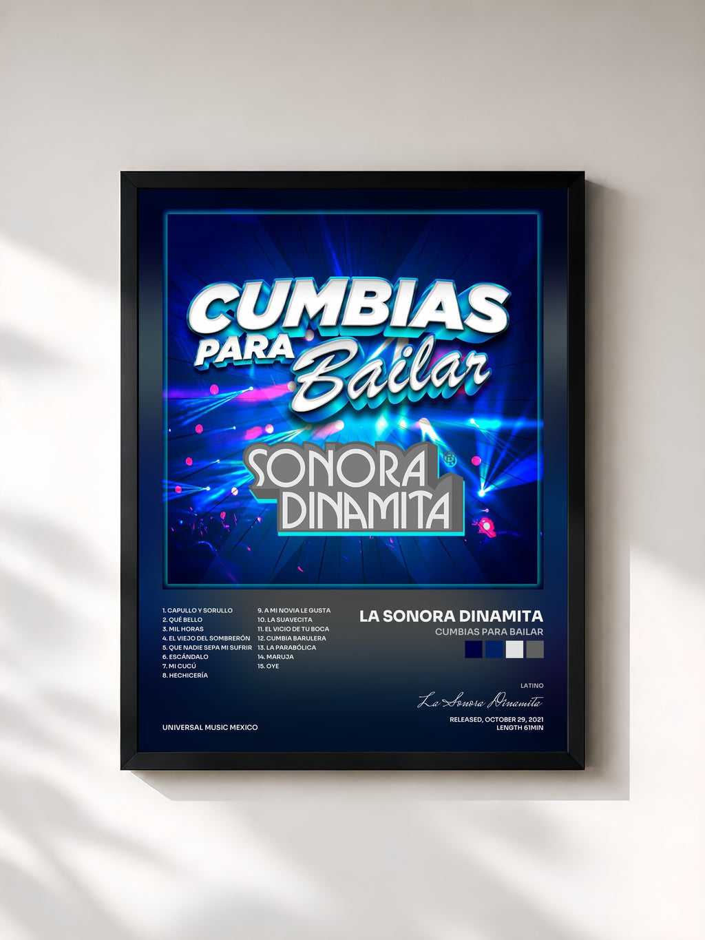 #noir Cumbias Para Bailar di La Sonora Dinamita in stampa incorniciata, cornice nera, stampata e incorniciata in Francia