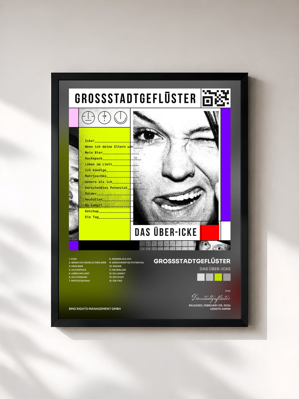 #noir Tableau de l'album DAS ÜBER-ICKE de Grossstadtgeflüster, cadre noir, imprimé et encadré en France