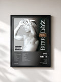 #noir Tableau de l'album Better Dayz de 2Pac, cadre noir, imprimé et encadré en France