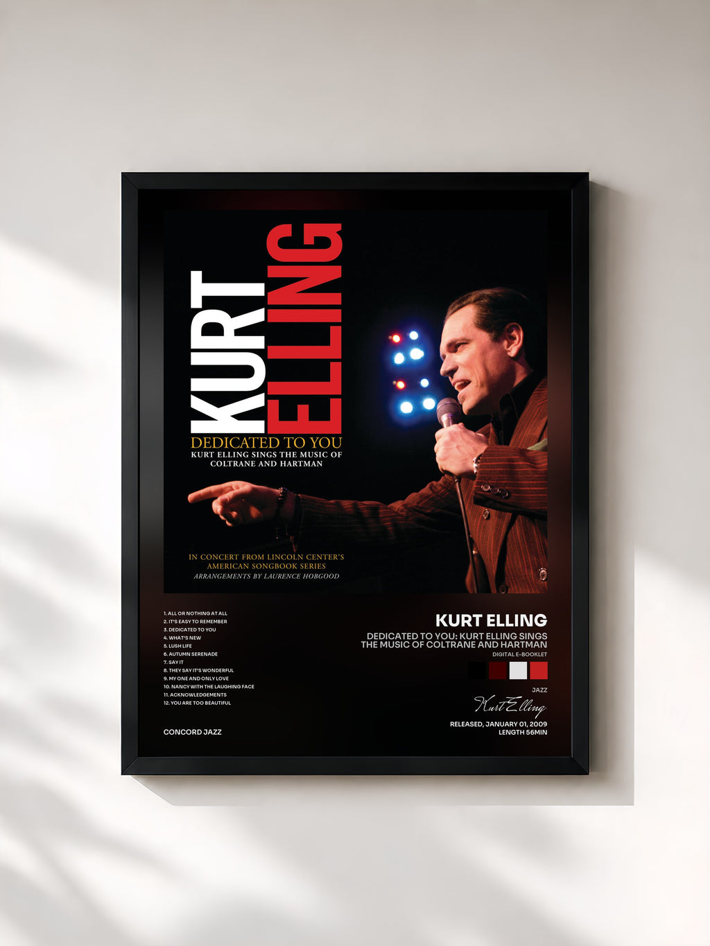 #noir Dedicated To You: Kurt Elling Sings the Music of Coltrane and Hartman (Digital e-Booklet) by Kurt Elling as a framed art print, black frame, printed and framed in France